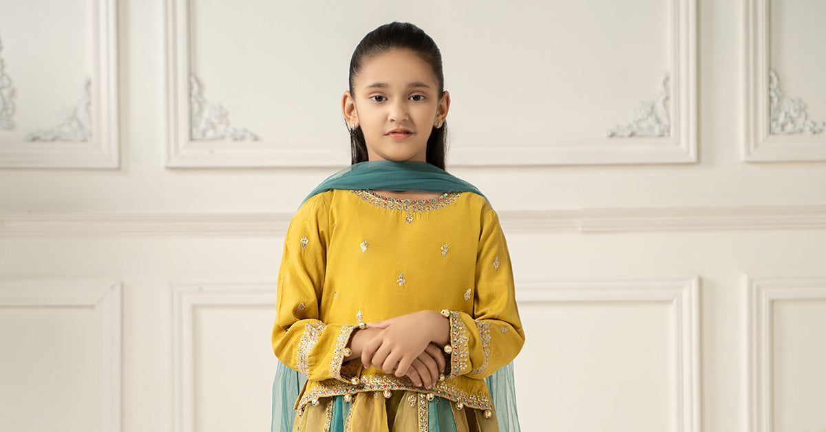 3 Piece Embroidered Raw Silk Suit