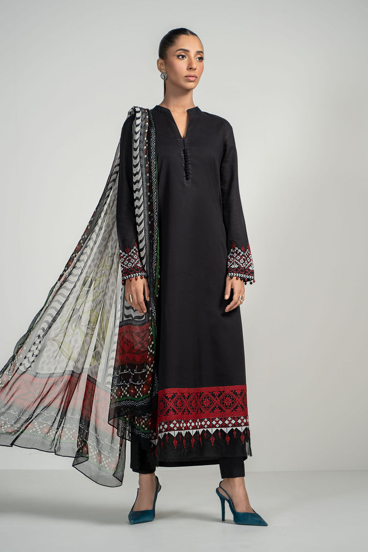 3 Piece Dyed Lawn Suit All Products PSPF247-ESM-BLK