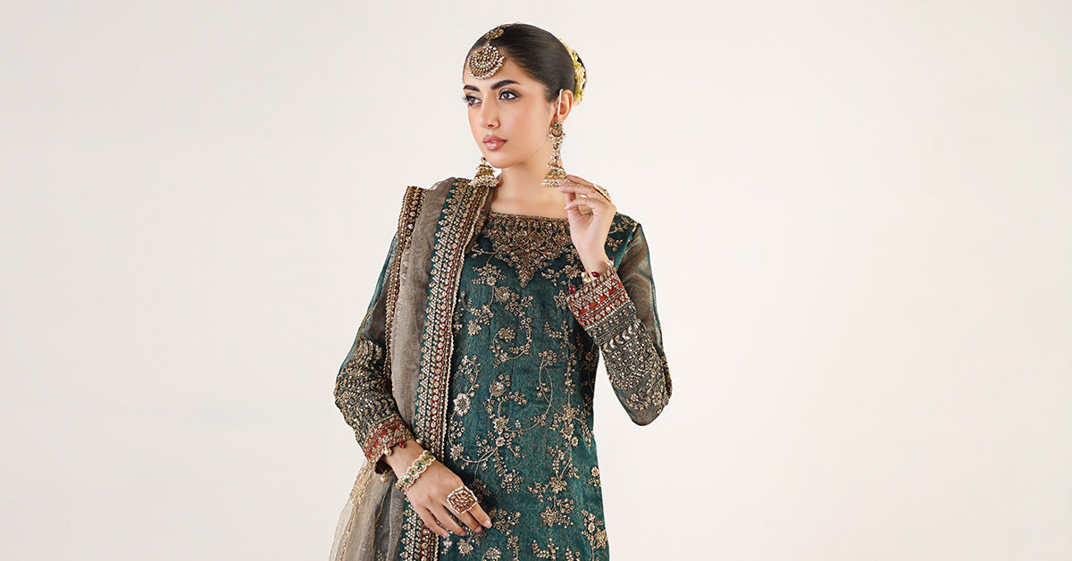 3 Piece Embroidered Organza Suit