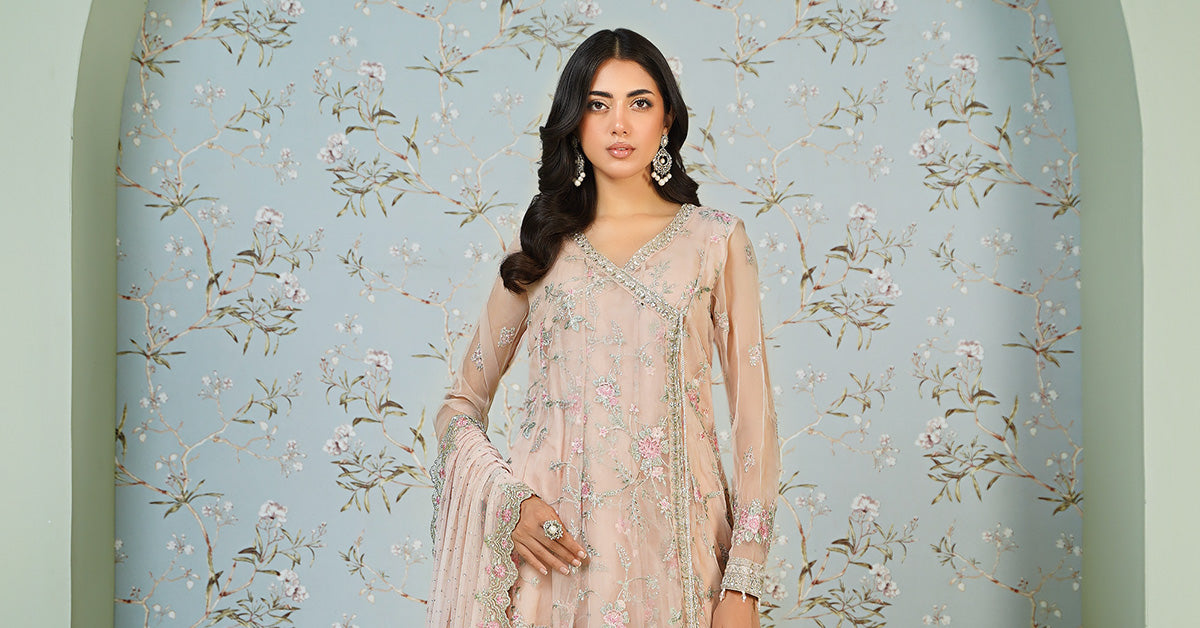 3 Piece Embroidered Organza Suit