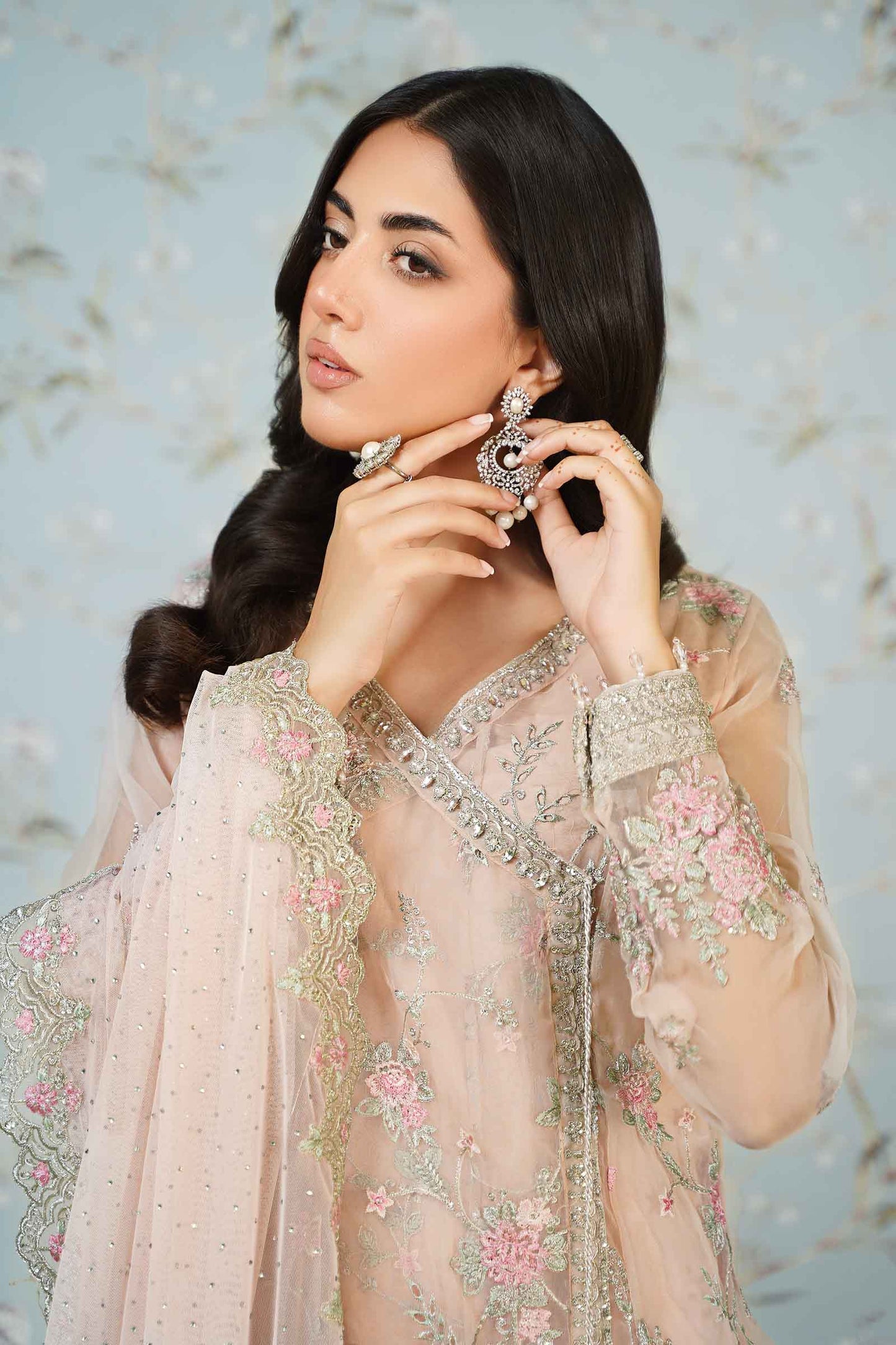 3 Piece Embroidered Organza Suit