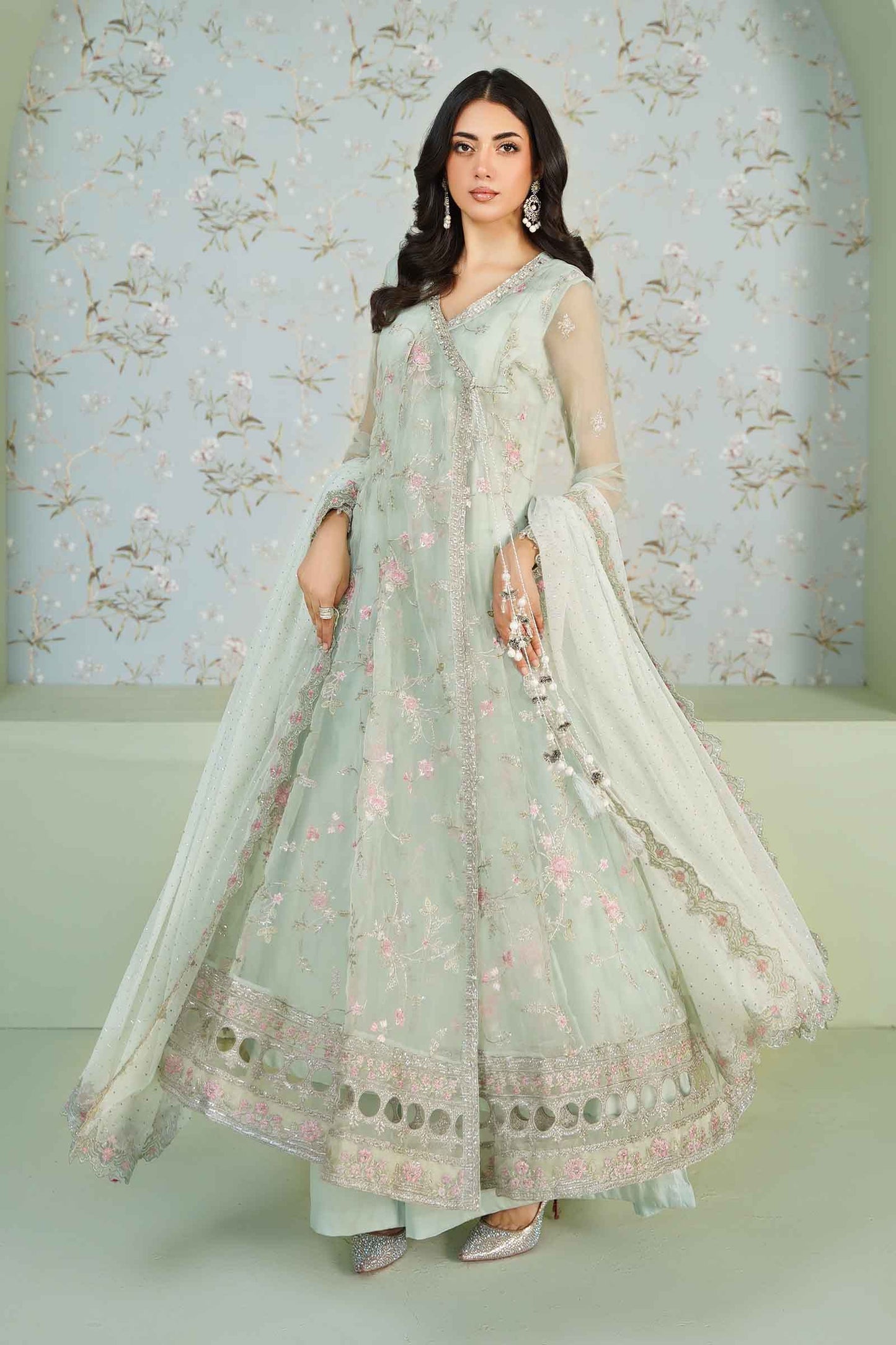 3 Piece Embroidered Organza Suit