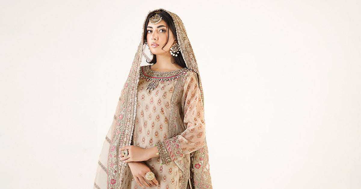 3 Piece Embroidered Organza Suit