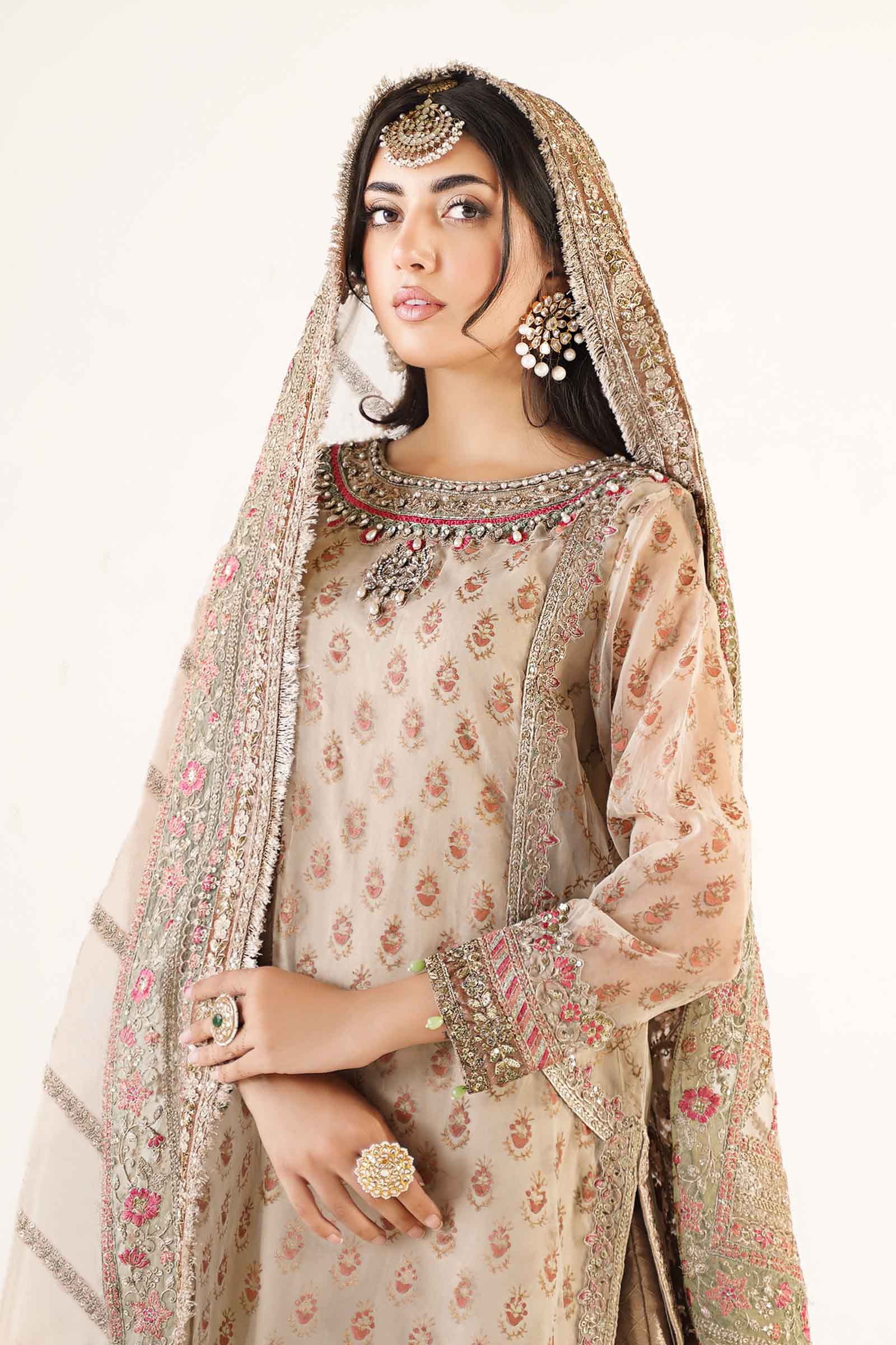 3 Piece Embroidered Organza Suit
