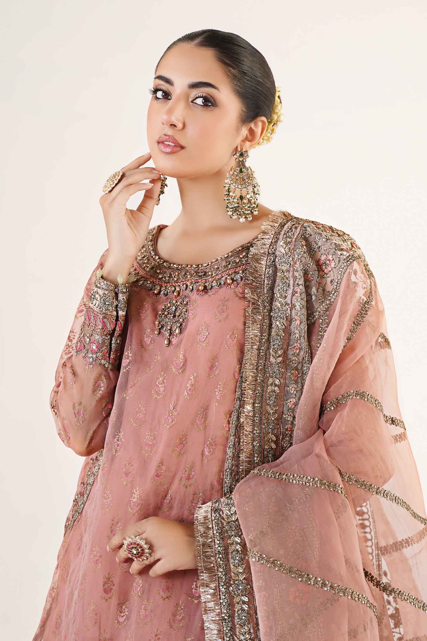 3 Piece Embroidered Organza Suit