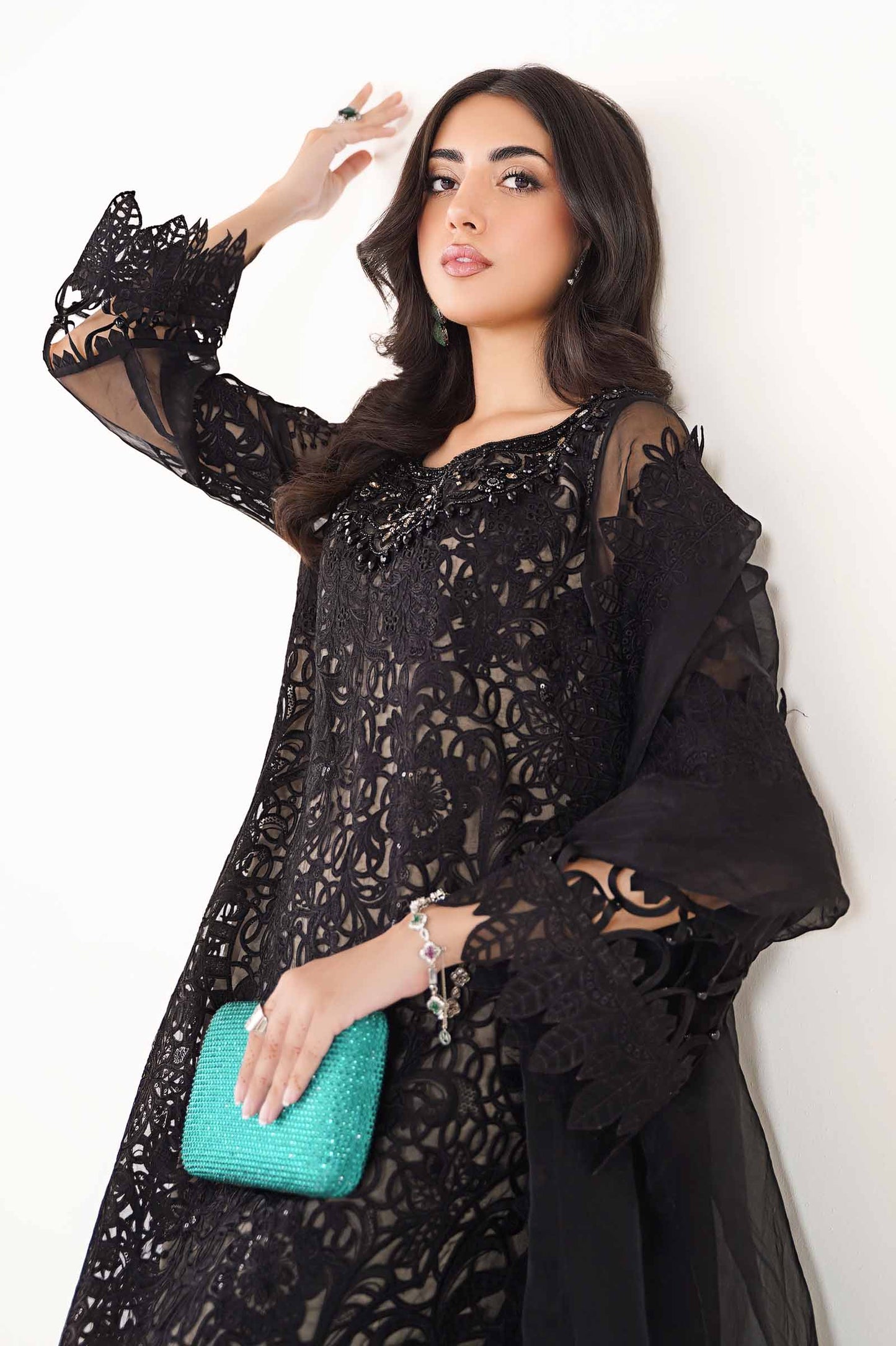 3 Piece Embroidered Organza Suit