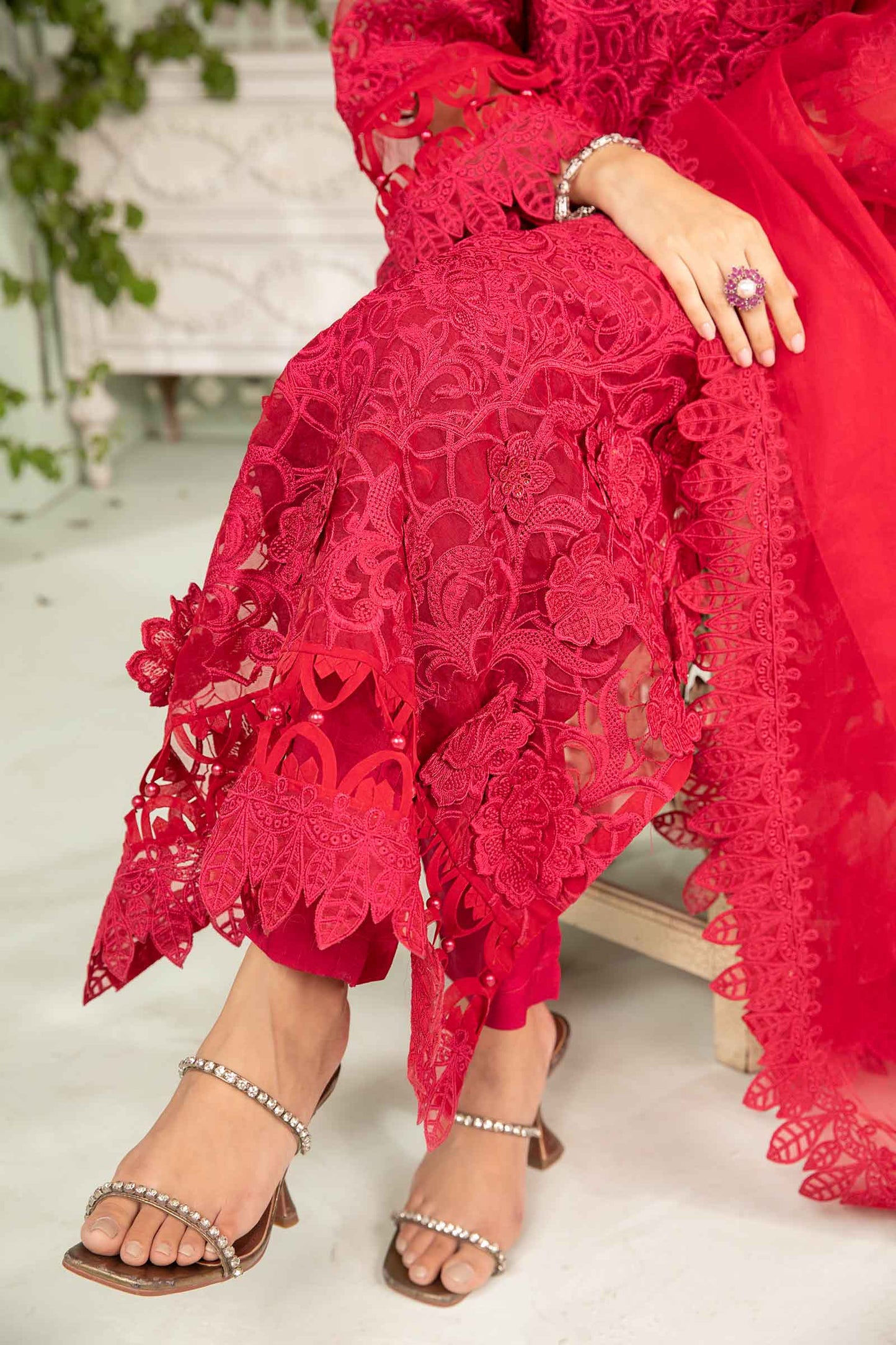 3 Piece Embroidered Organza Suit