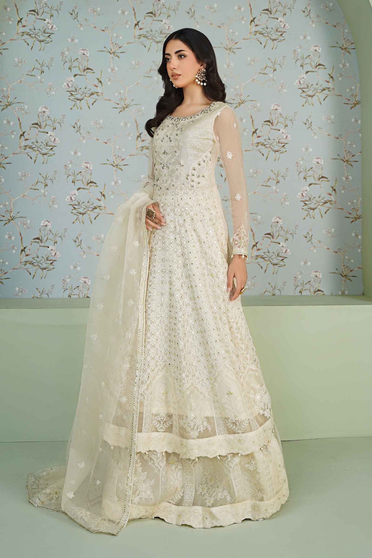 3 Piece Embroidered Bamber Chiffon Suit