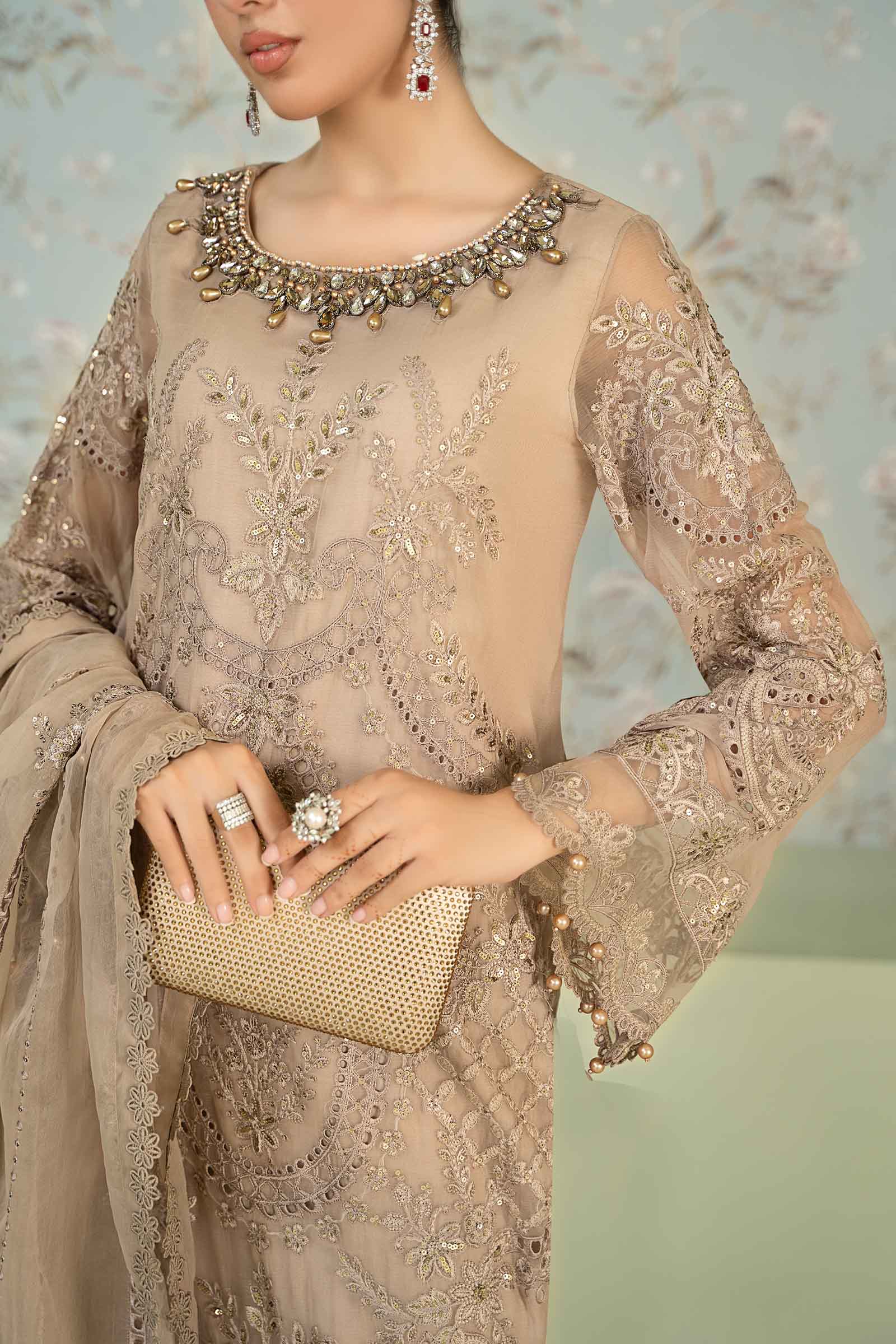 3 Piece Embroidered Chiffon Suit