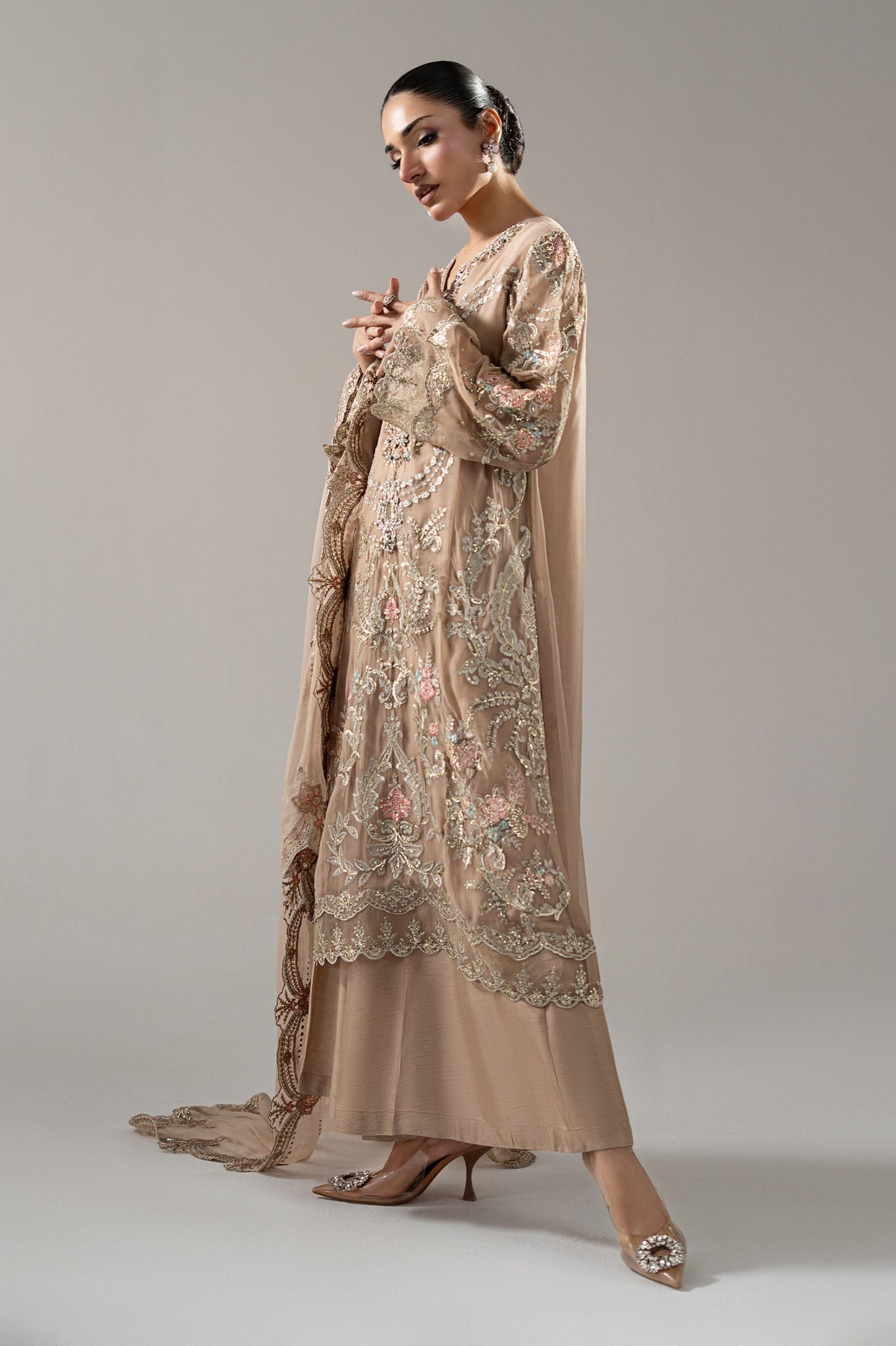3 Piece Embroidered Chiffon Suit