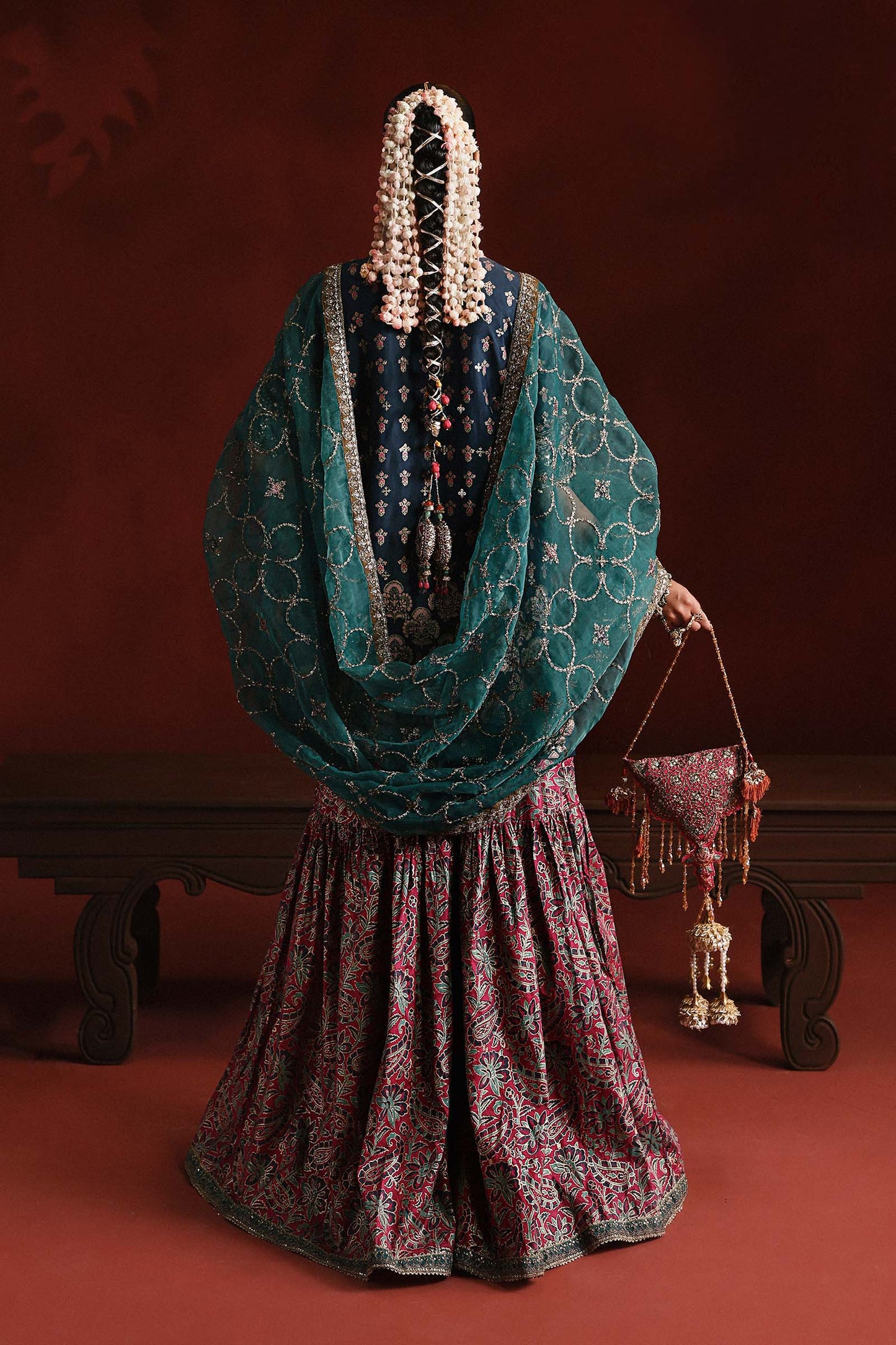 3 Piece Embroidered Raw Silk Suit