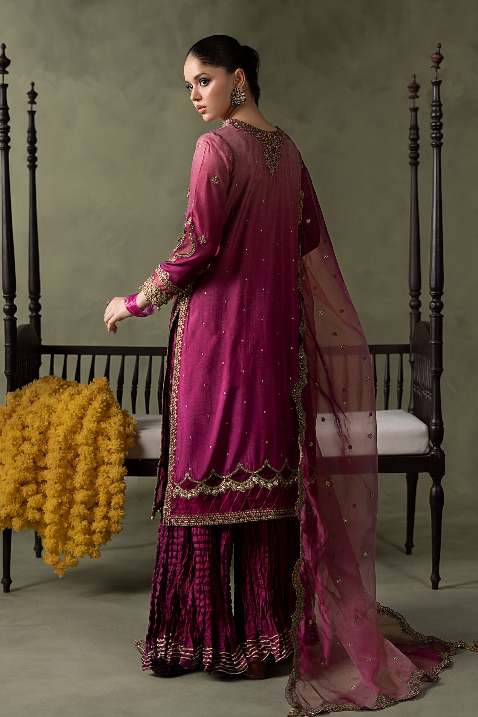 3 Piece Embroidered Raw Silk Suit