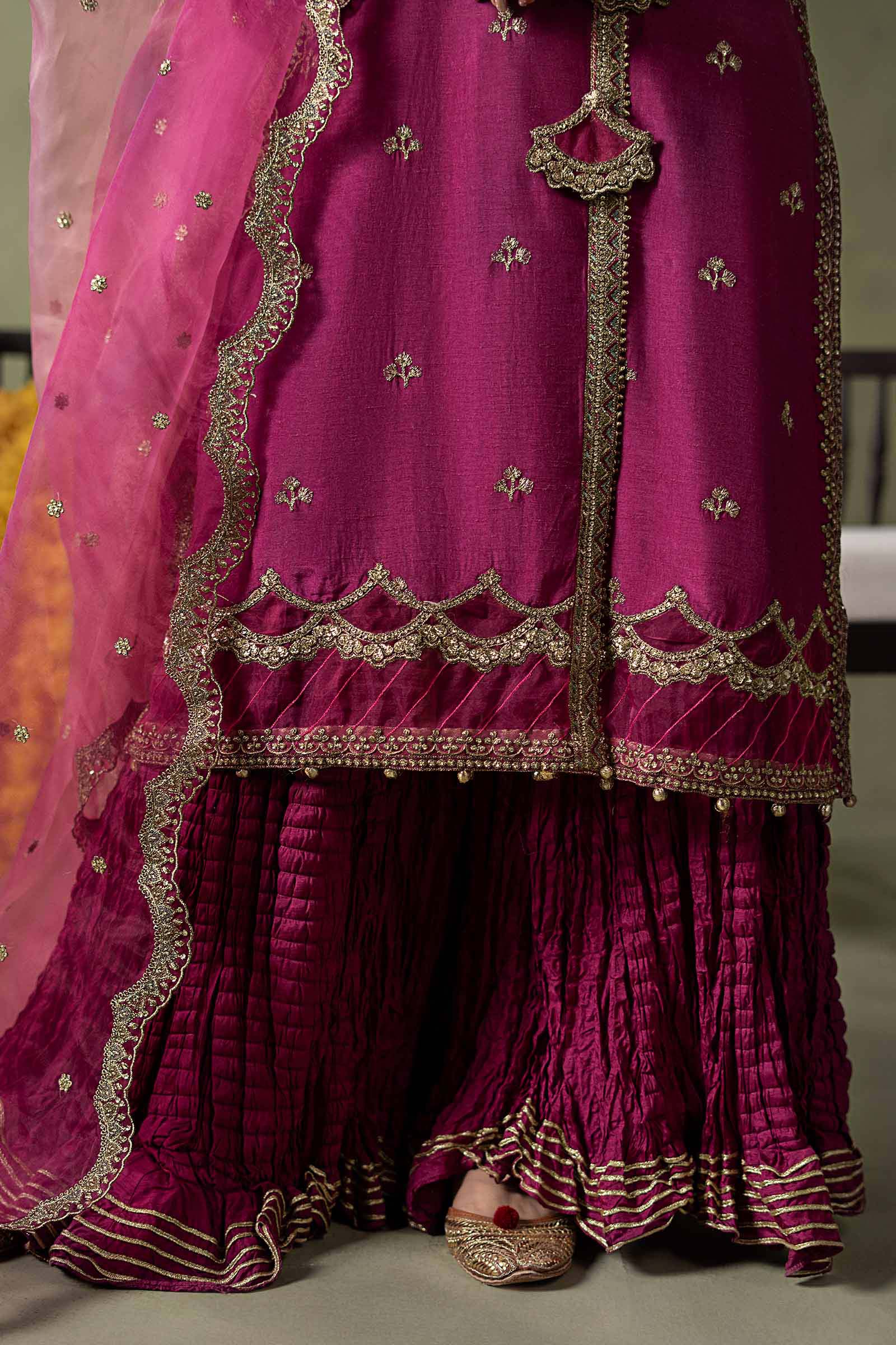 3 Piece Embroidered Raw Silk Suit
