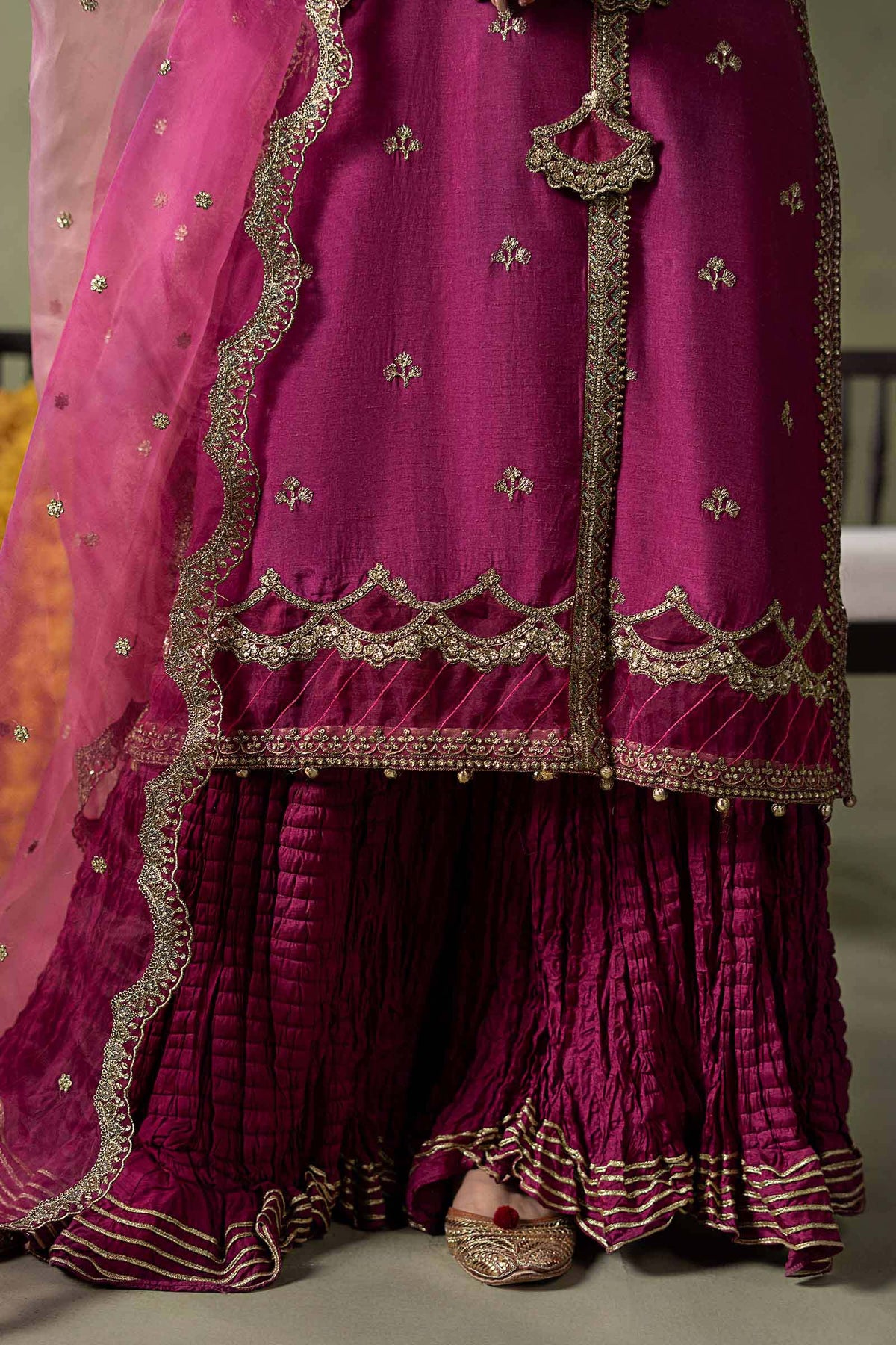 3 Piece Embroidered Raw Silk Suit