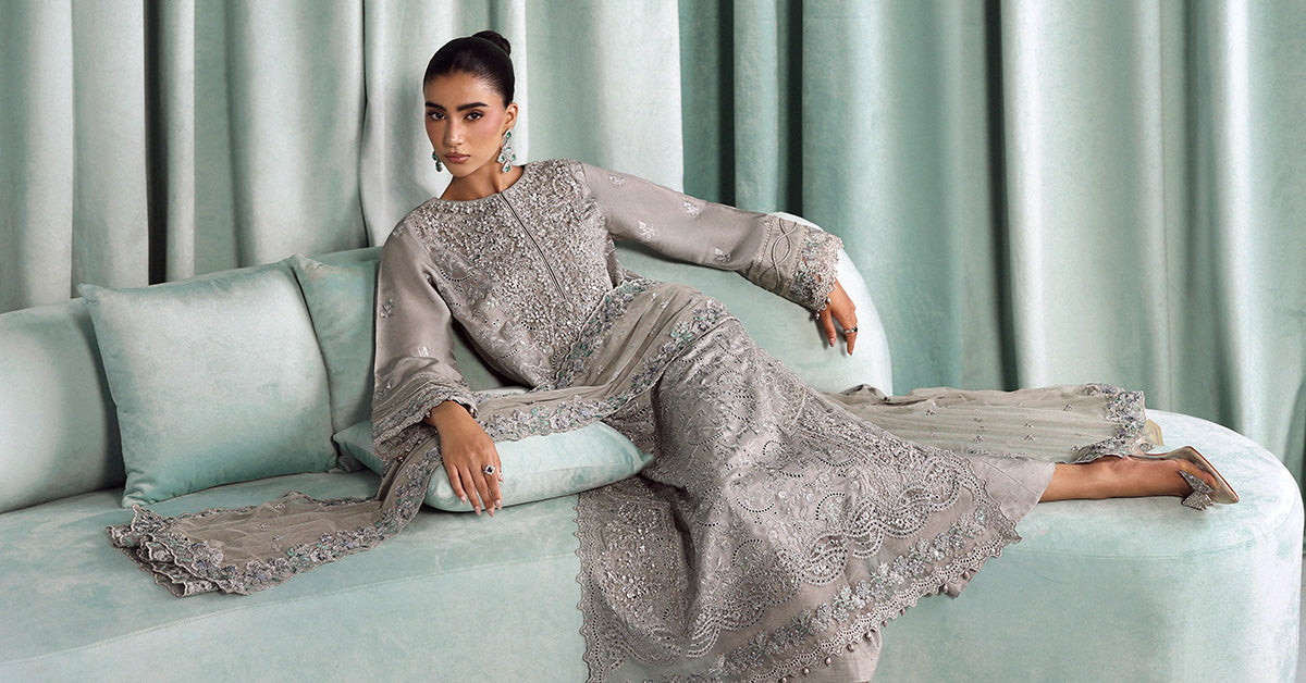 3 Piece Embroidered Tissue Silk Suit
