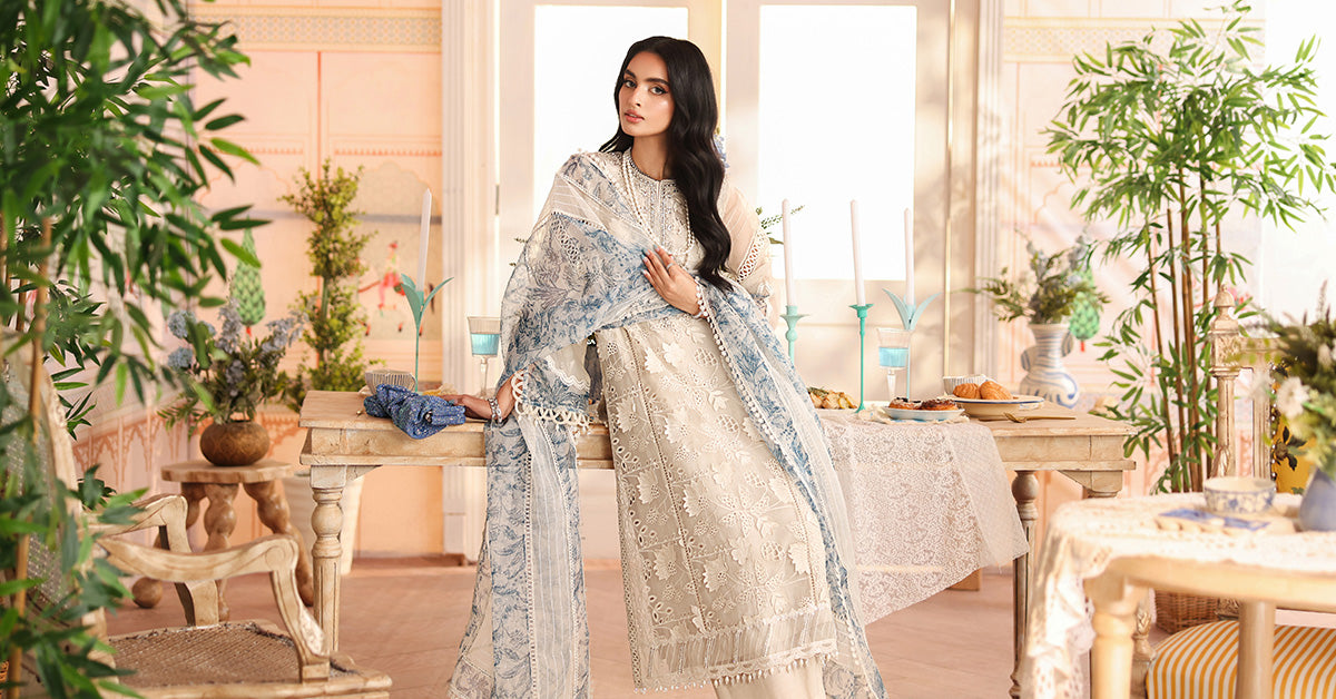 3 Piece Embroidered Organza Suit