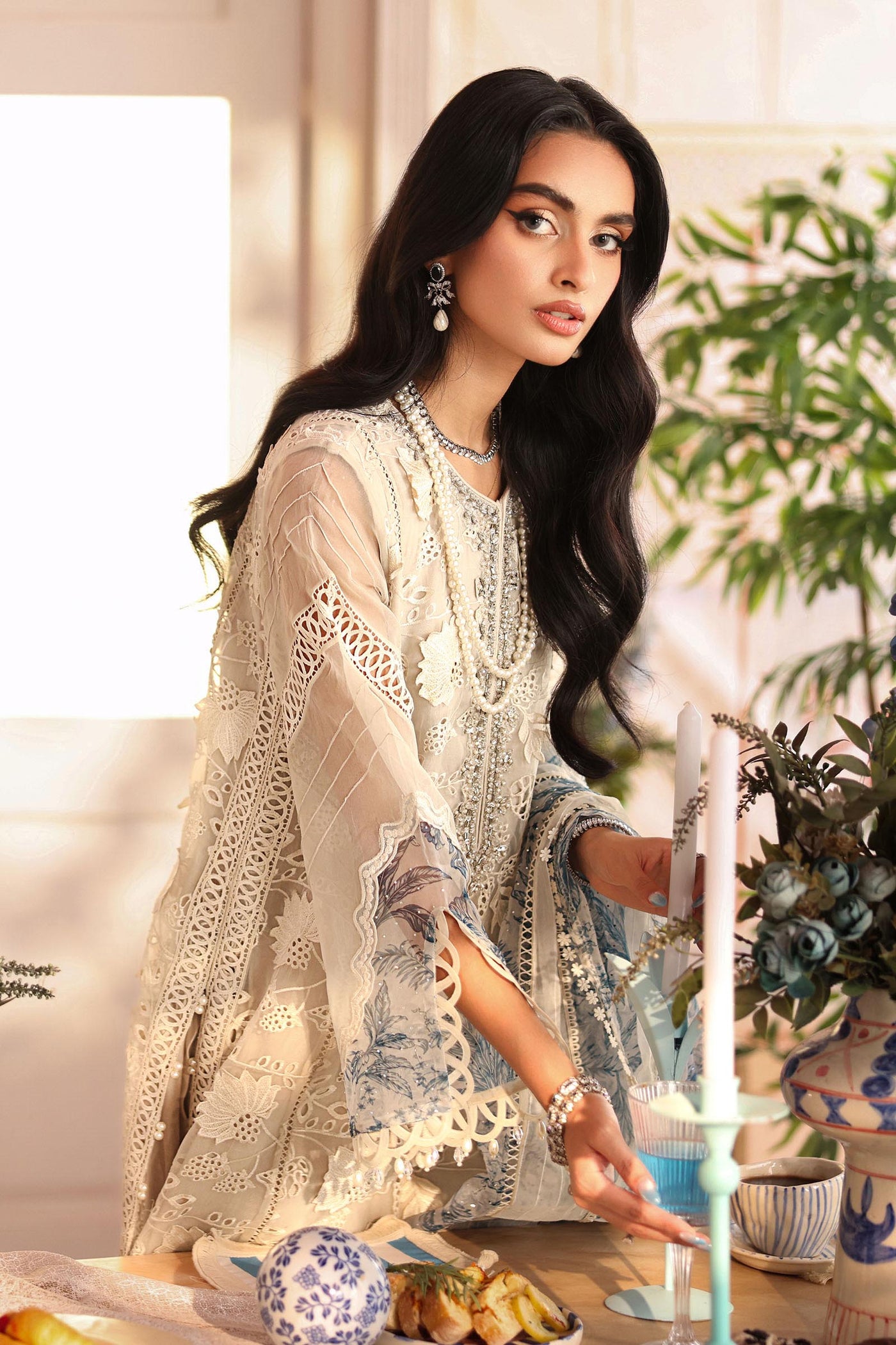 3 Piece Embroidered Organza Suit