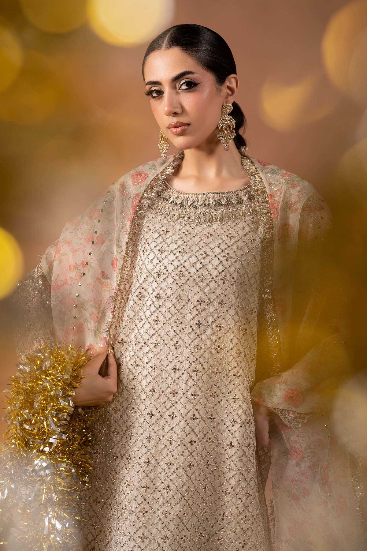 3 Piece Embroidered Organza Suit