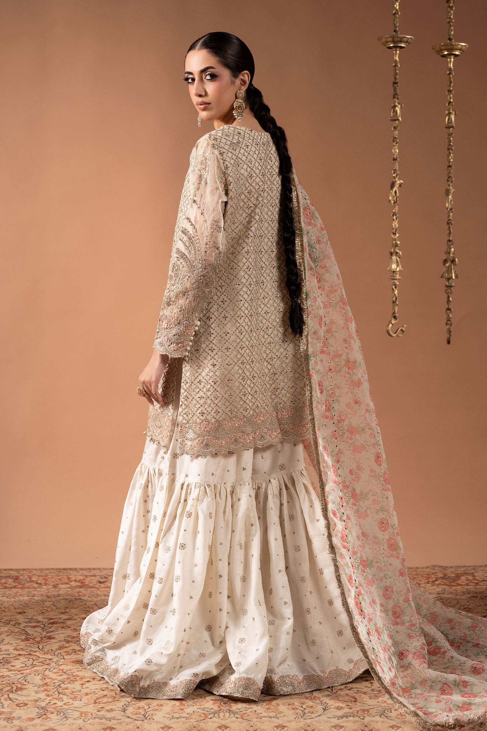 3 Piece Embroidered Organza Suit