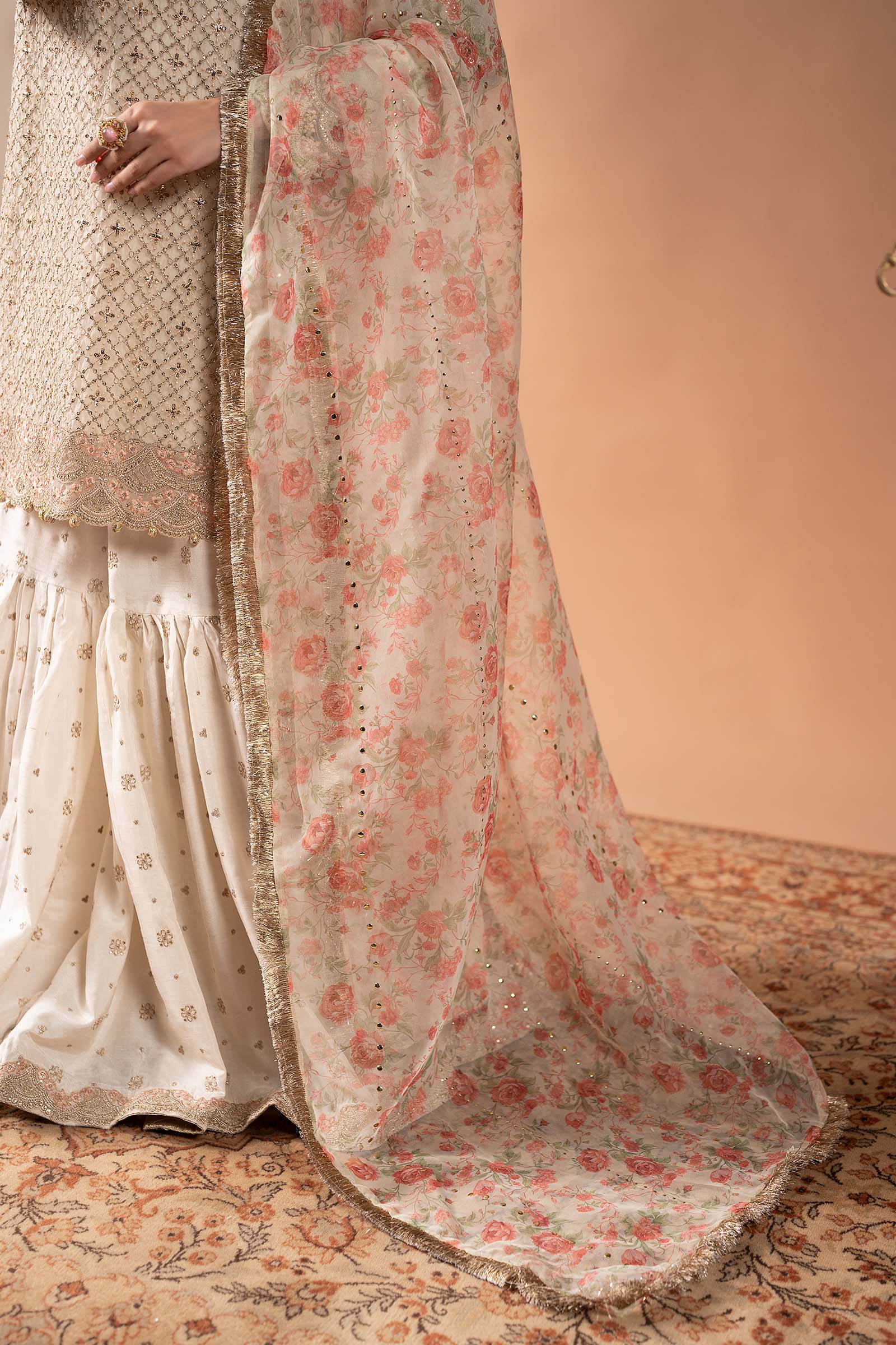 3 Piece Embroidered Organza Suit