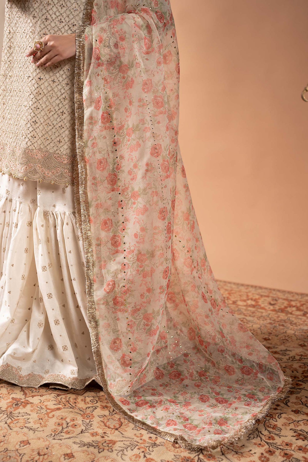 3 Piece Embroidered Organza Suit