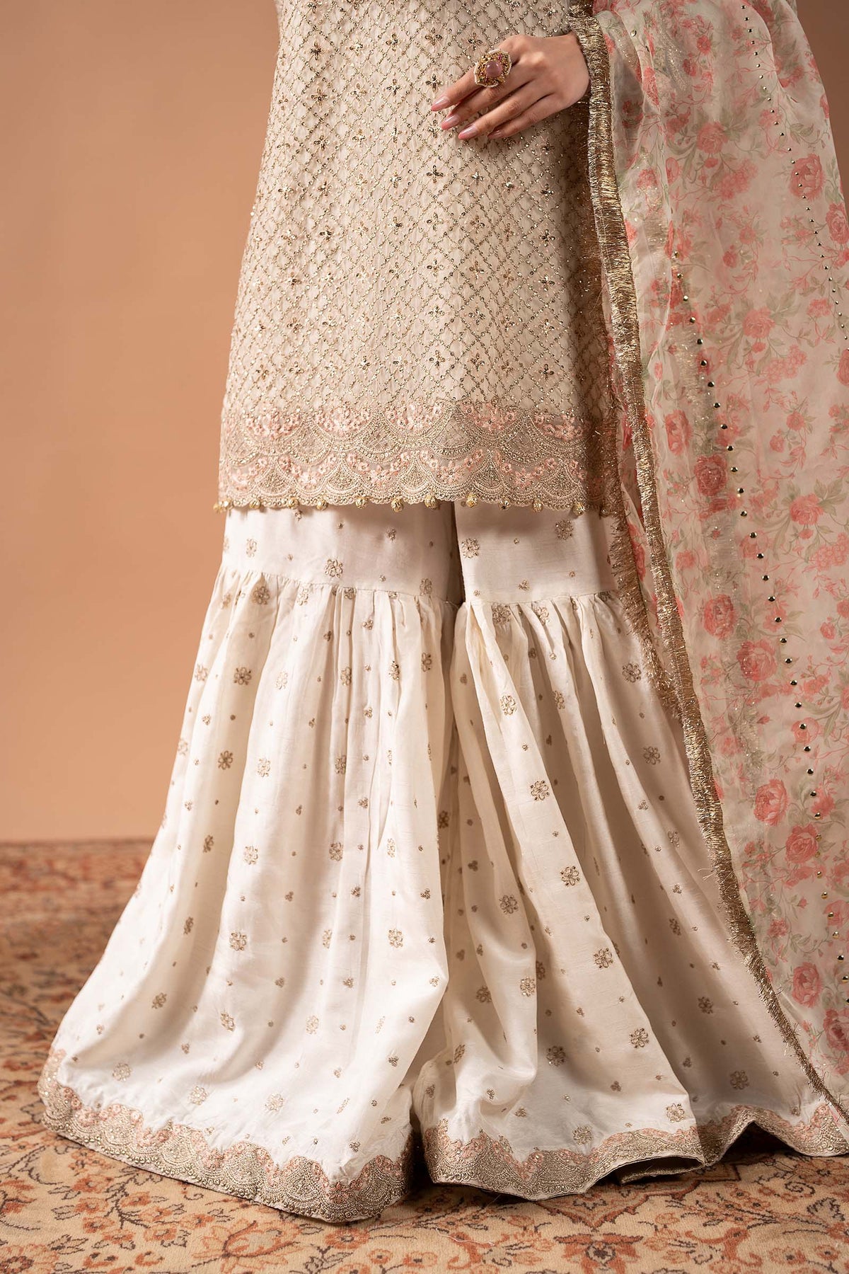 3 Piece Embroidered Organza Suit
