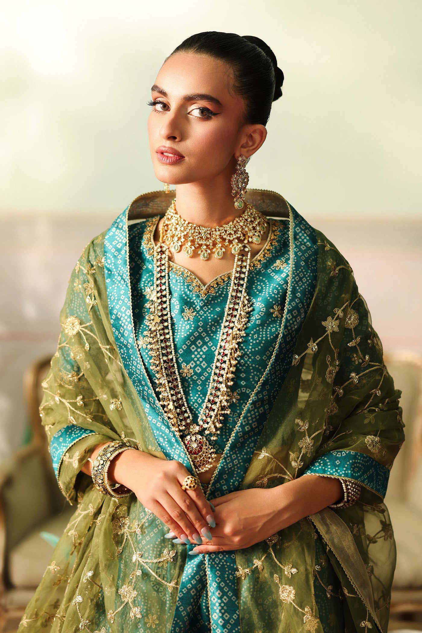3 Piece Embroidered Raw Silk Suit