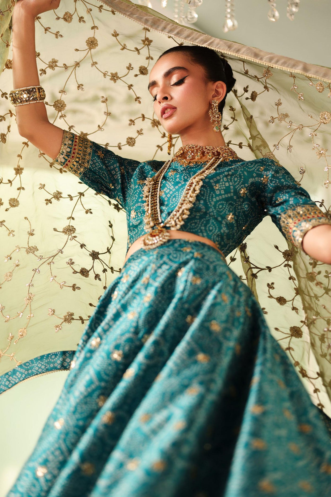 3 Piece Embroidered Raw Silk Suit
