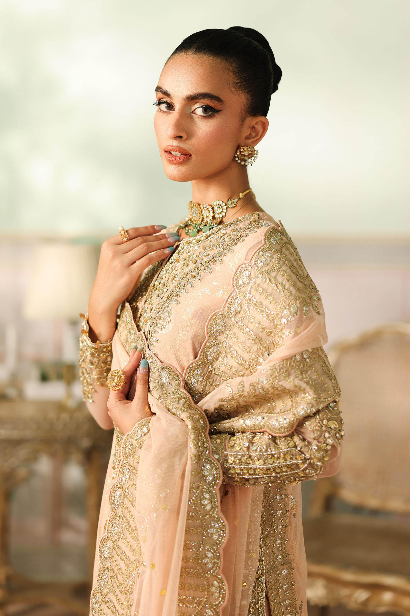 3 Piece Embroidered Net Suit