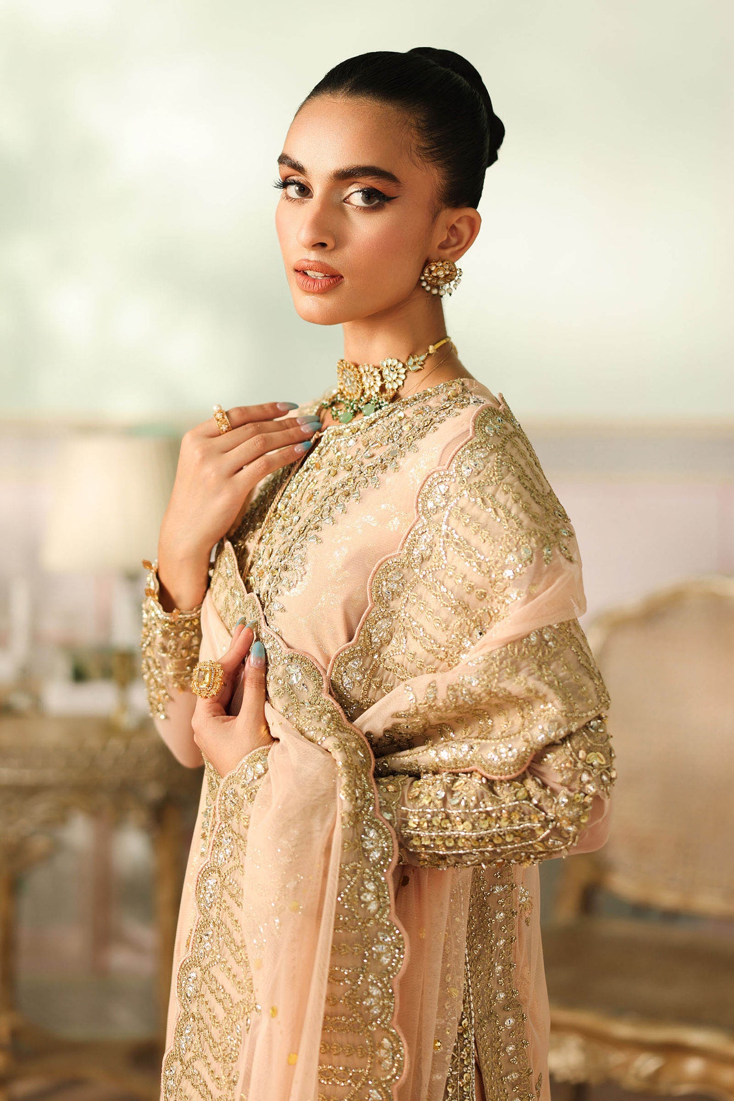 3 Piece Embroidered Net Suit