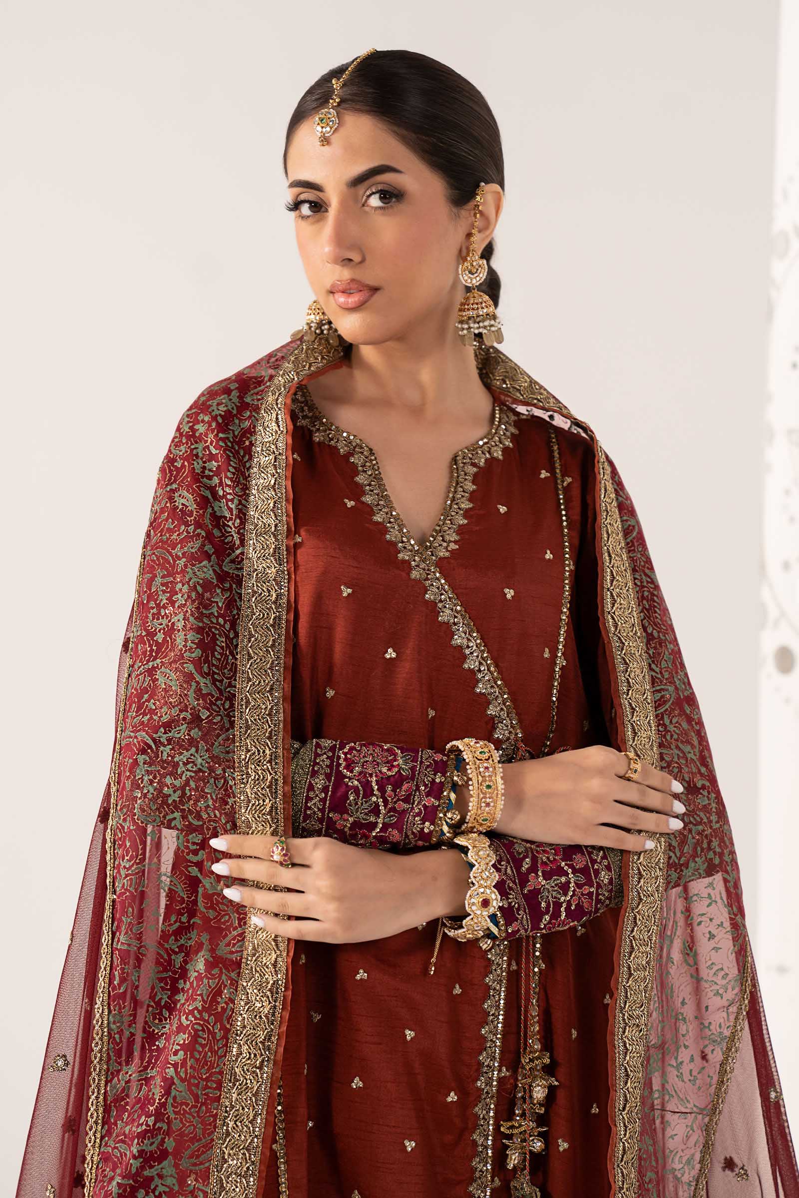 3 Piece Embroidered Raw Silk Suit