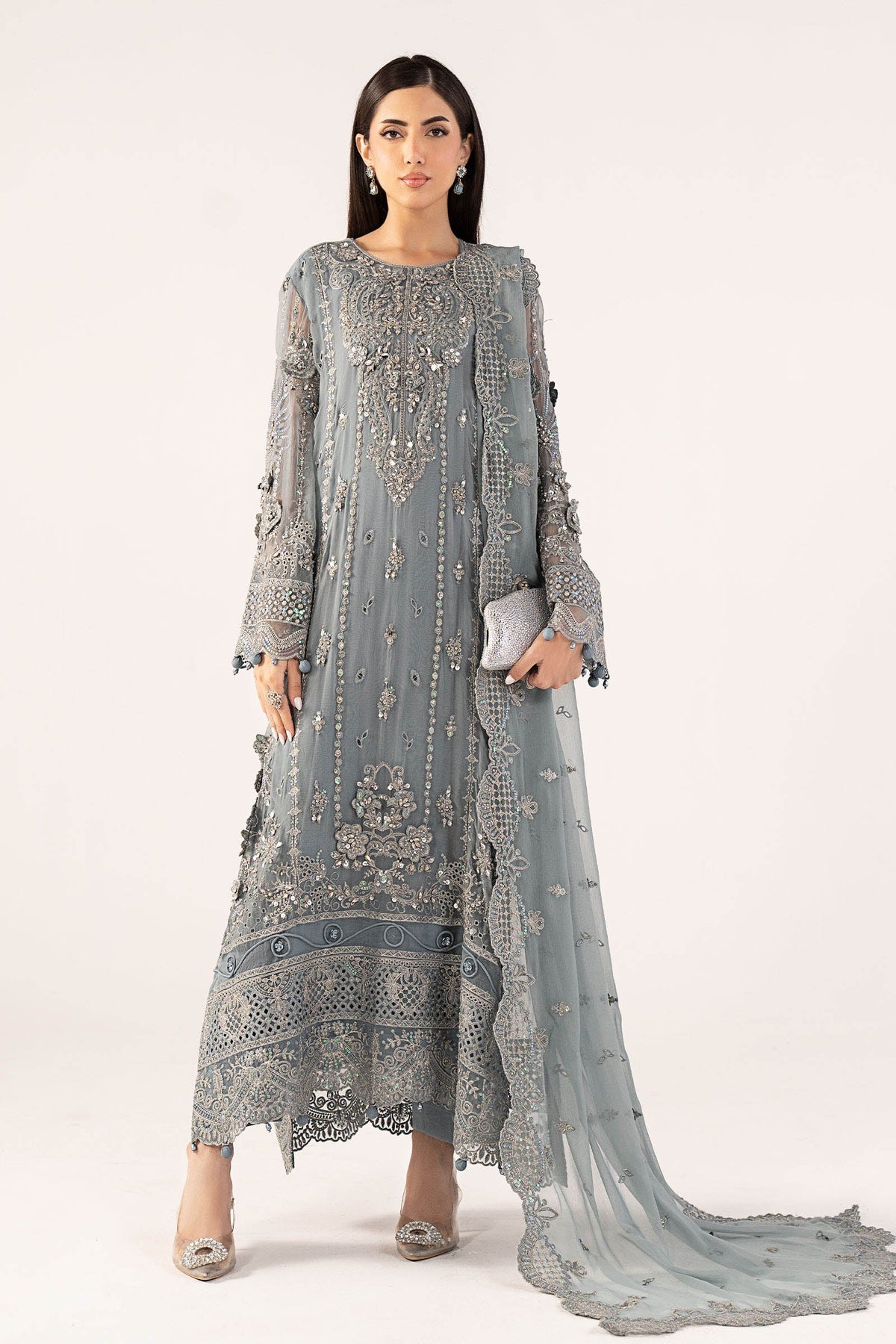 3 Piece Embroidered Chiffon Suit
