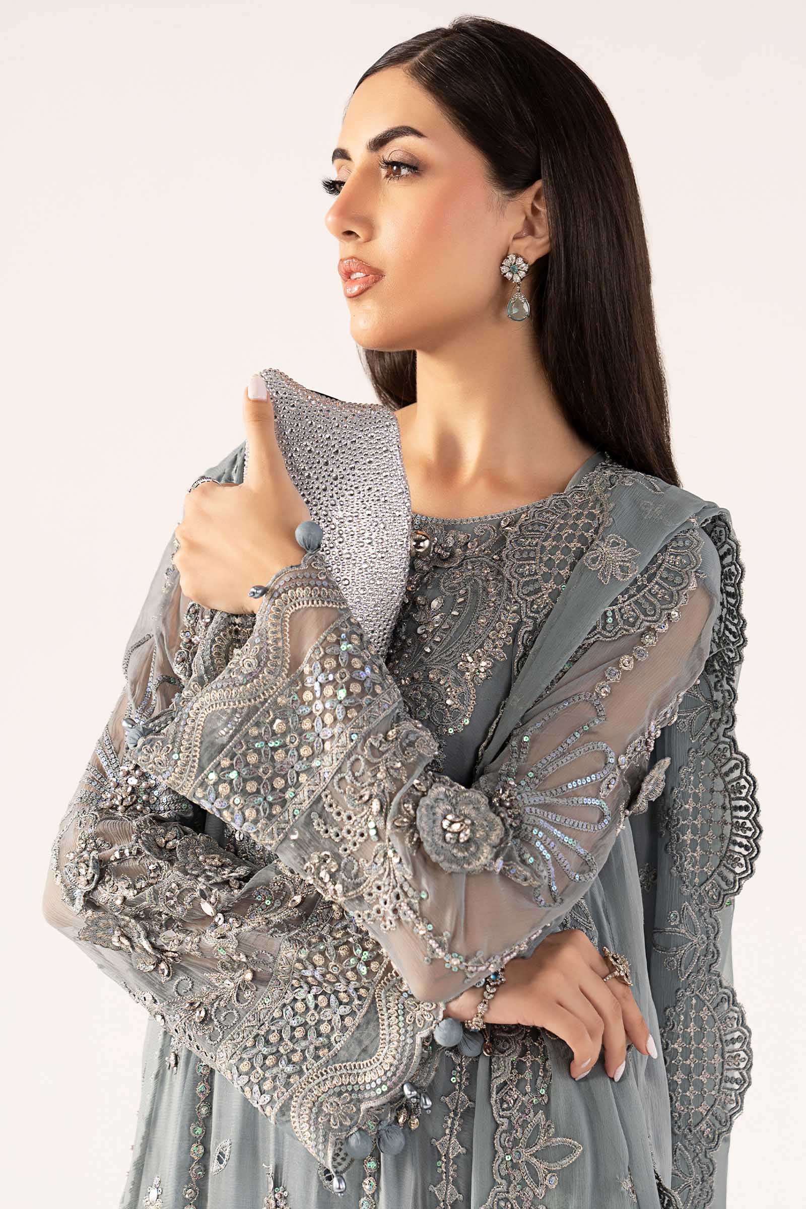 3 Piece Embroidered Chiffon Suit