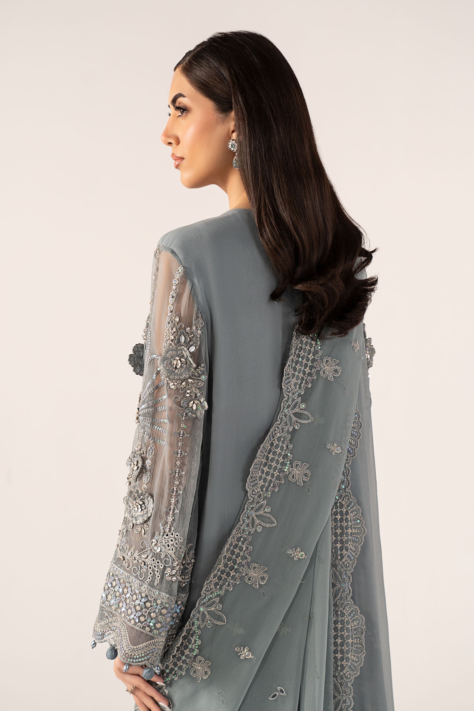 3 Piece Embroidered Chiffon Suit