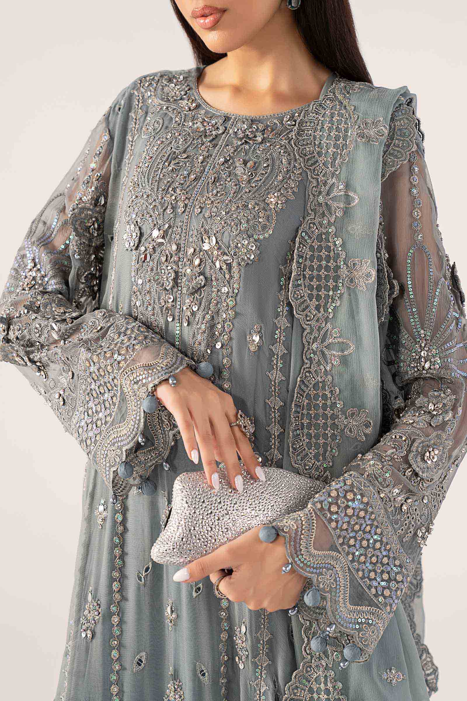 3 Piece Embroidered Chiffon Suit