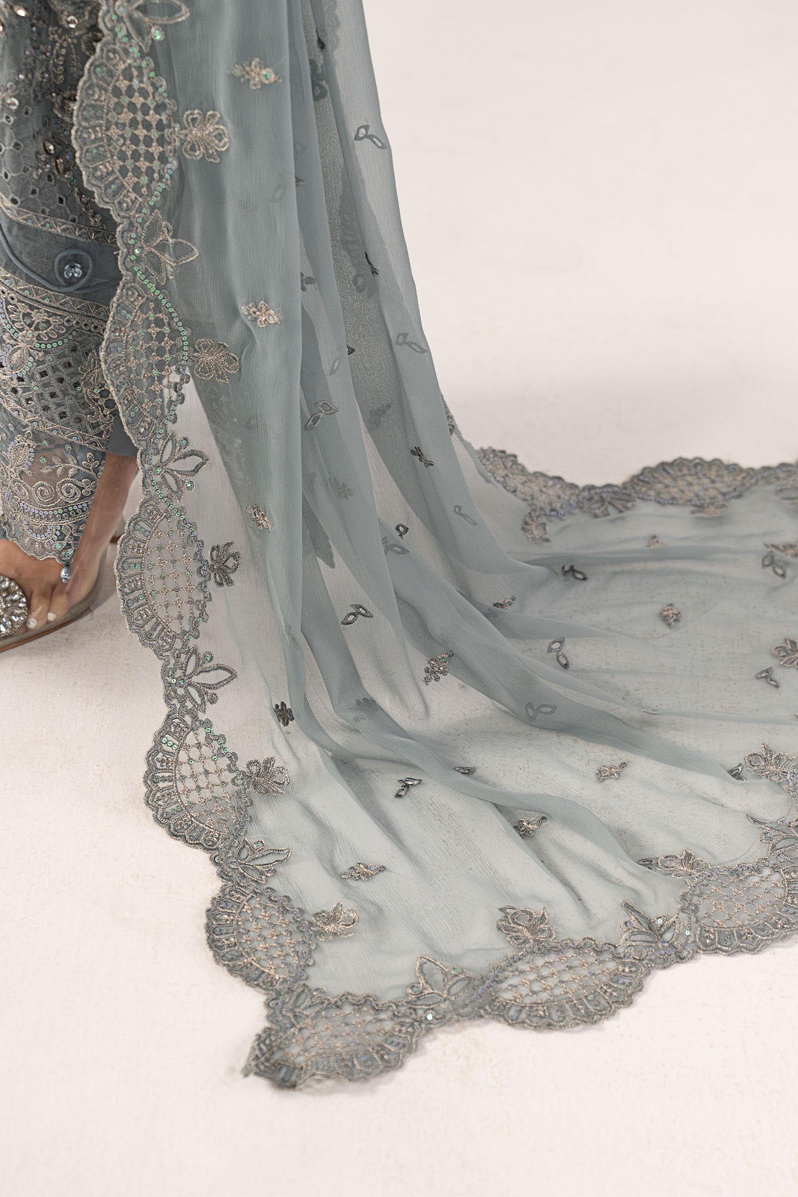 3 Piece Embroidered Chiffon Suit