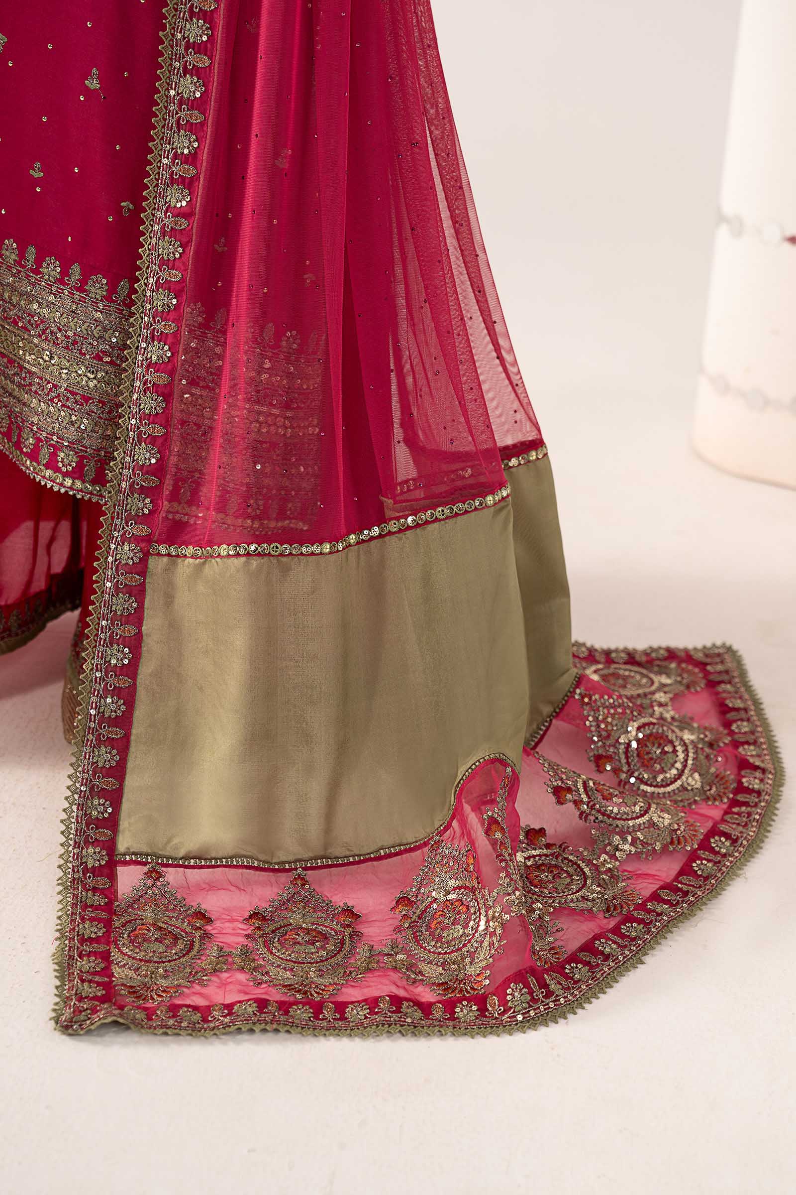 3 Piece Embroidered Raw Silk Suit