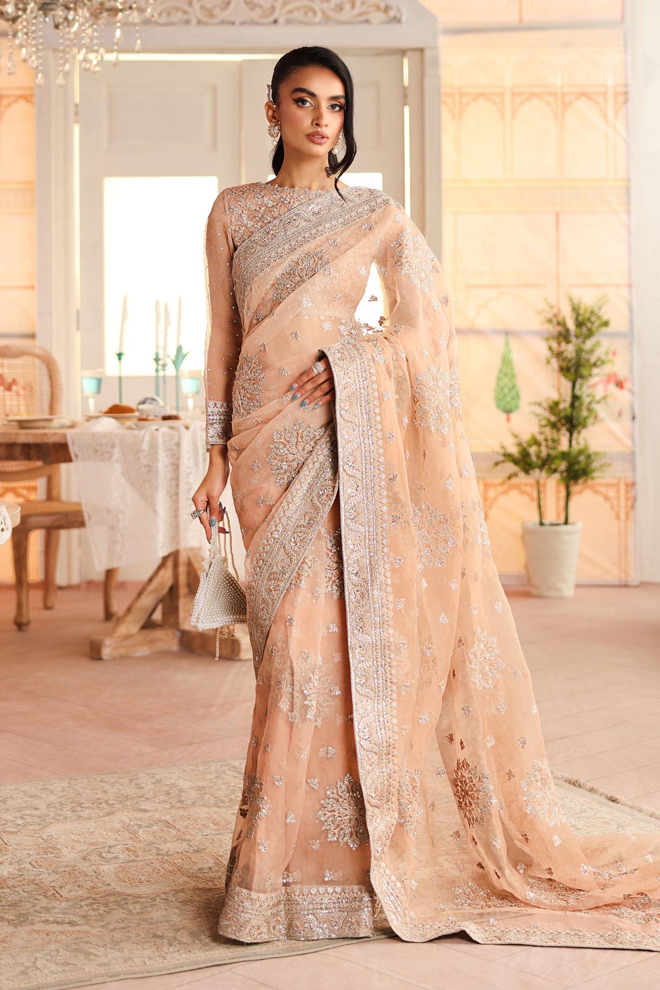 Embroidered Organza Saree
