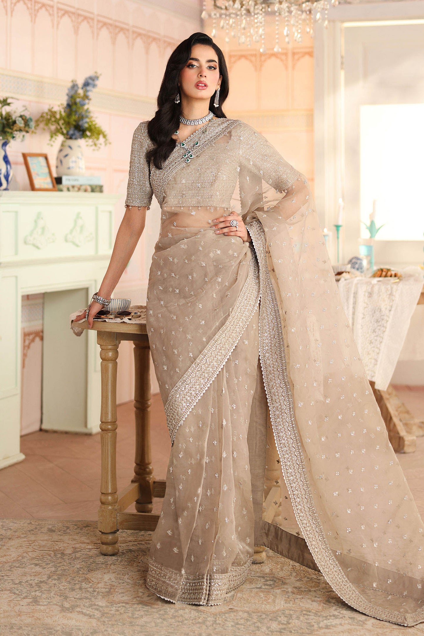 Embroidered Raw Silk Saree