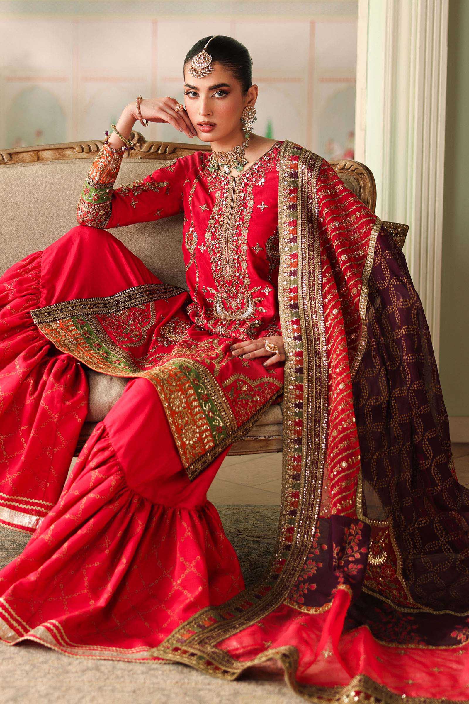 3 Piece Embroidered Bamber Raw Silk Suit