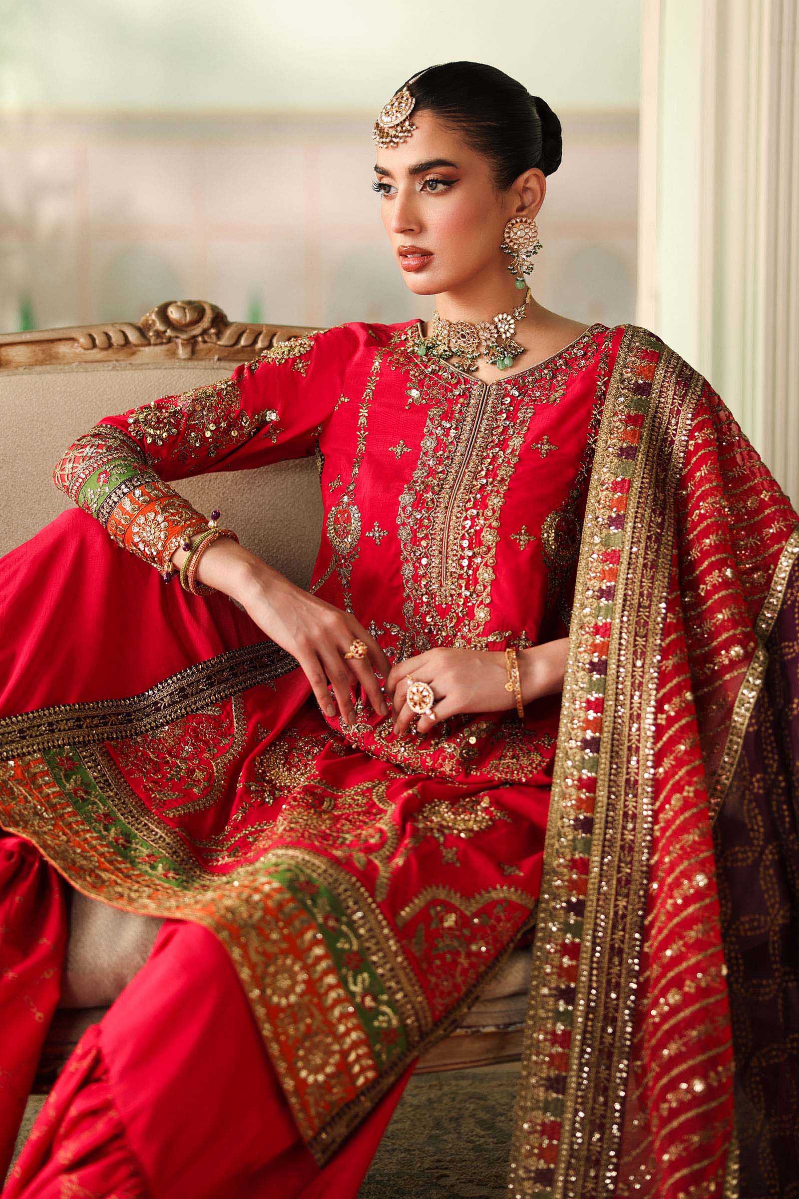 3 Piece Embroidered Bamber Raw Silk Suit