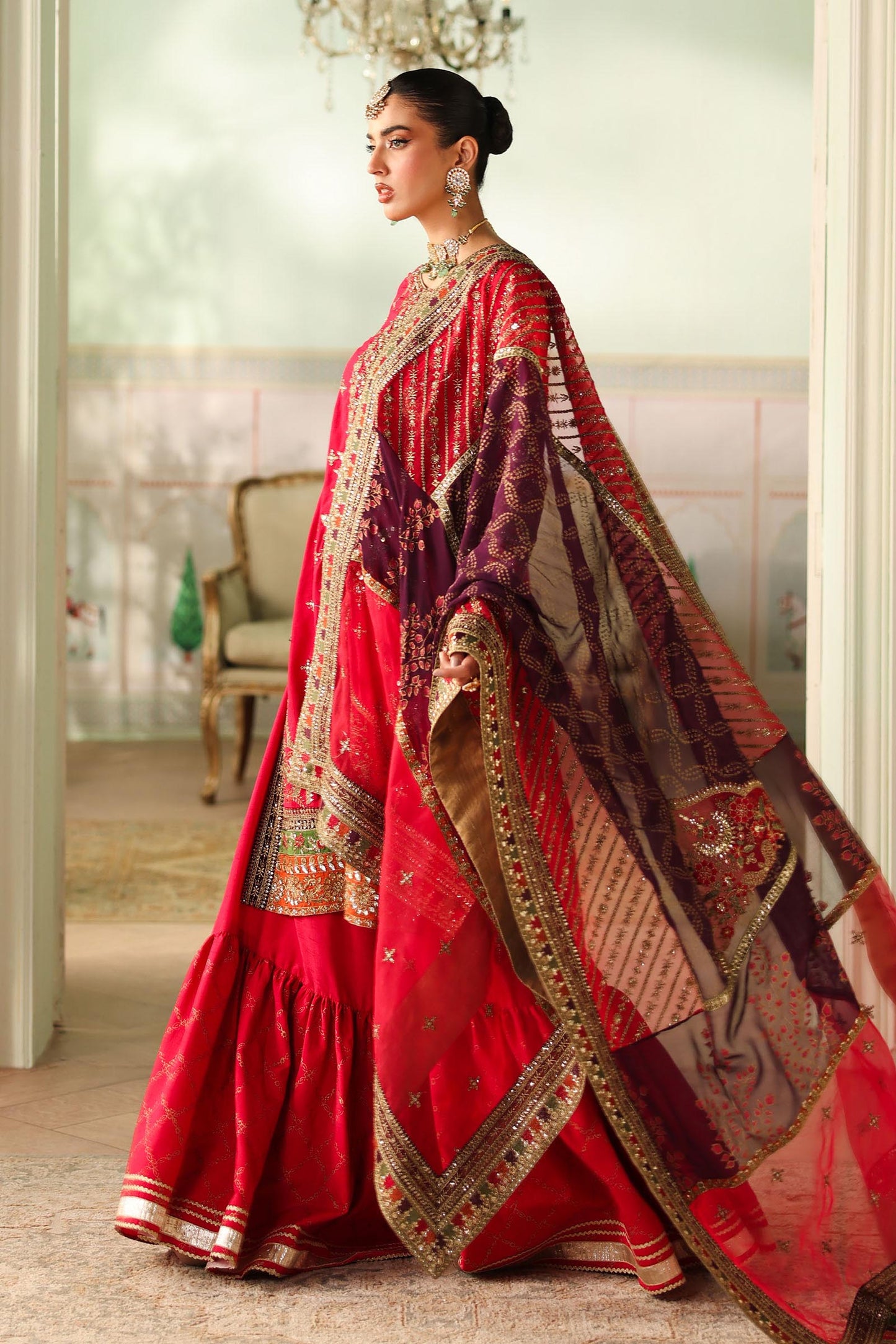 3 Piece Embroidered Bamber Raw Silk Suit