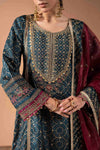 3 Piece Embroidered Raw Silk Suit
