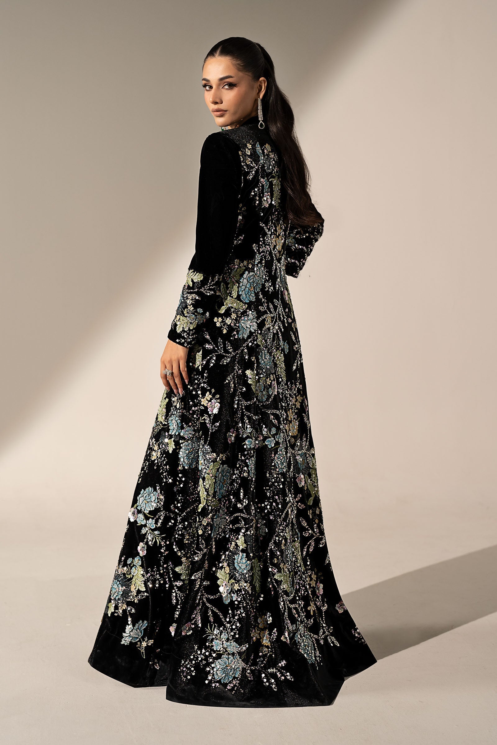 3 Piece Embroidered Velvet Suit