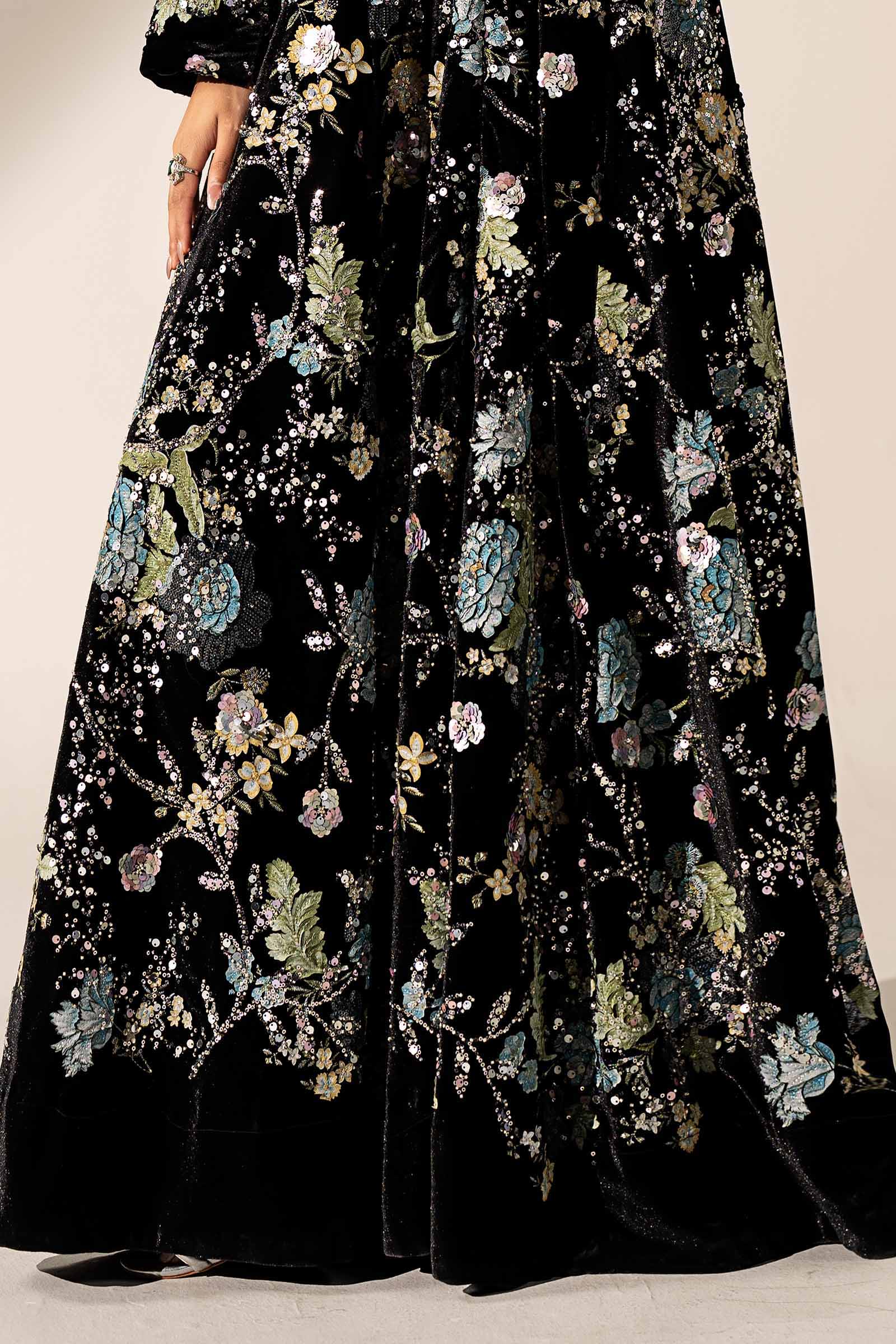 3 Piece Embroidered Velvet Suit