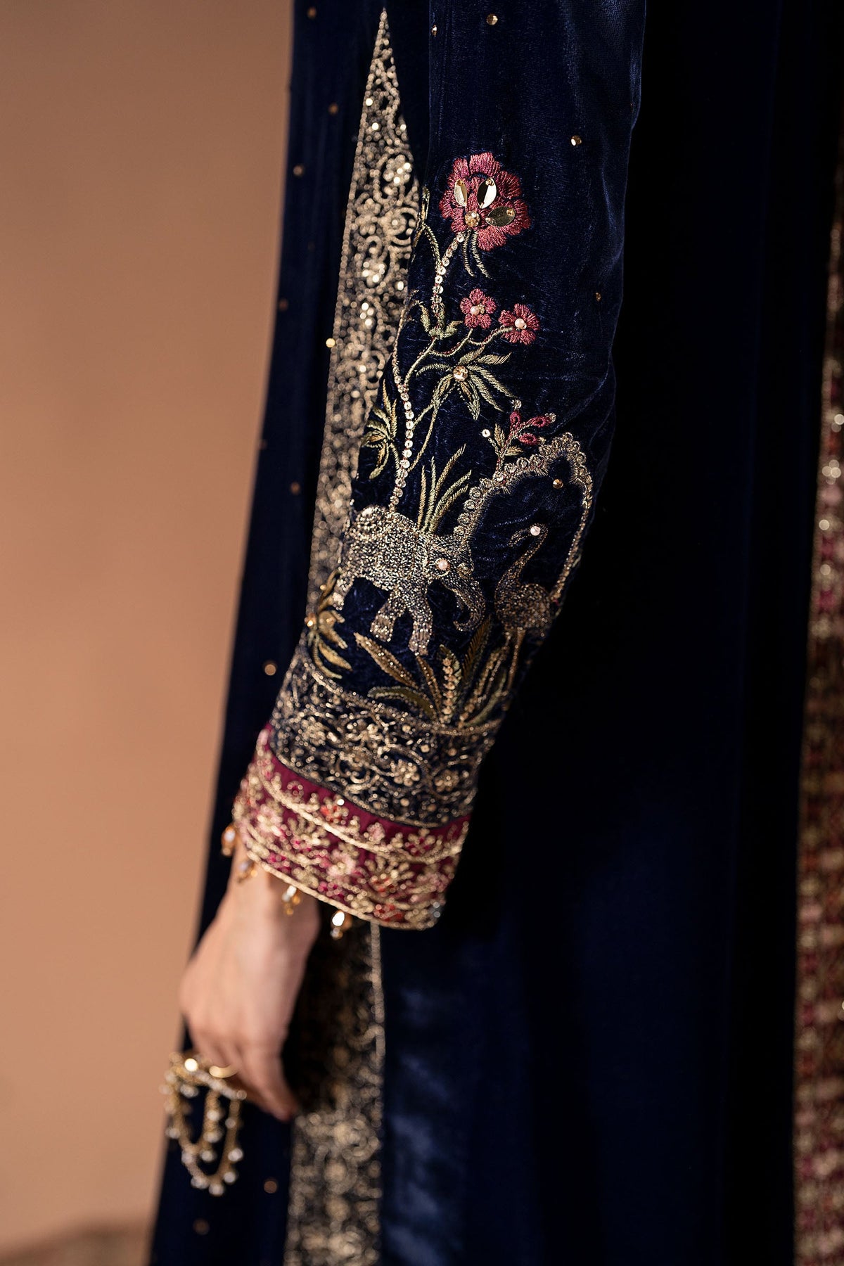 3 Piece Embroidered Velvet Suit