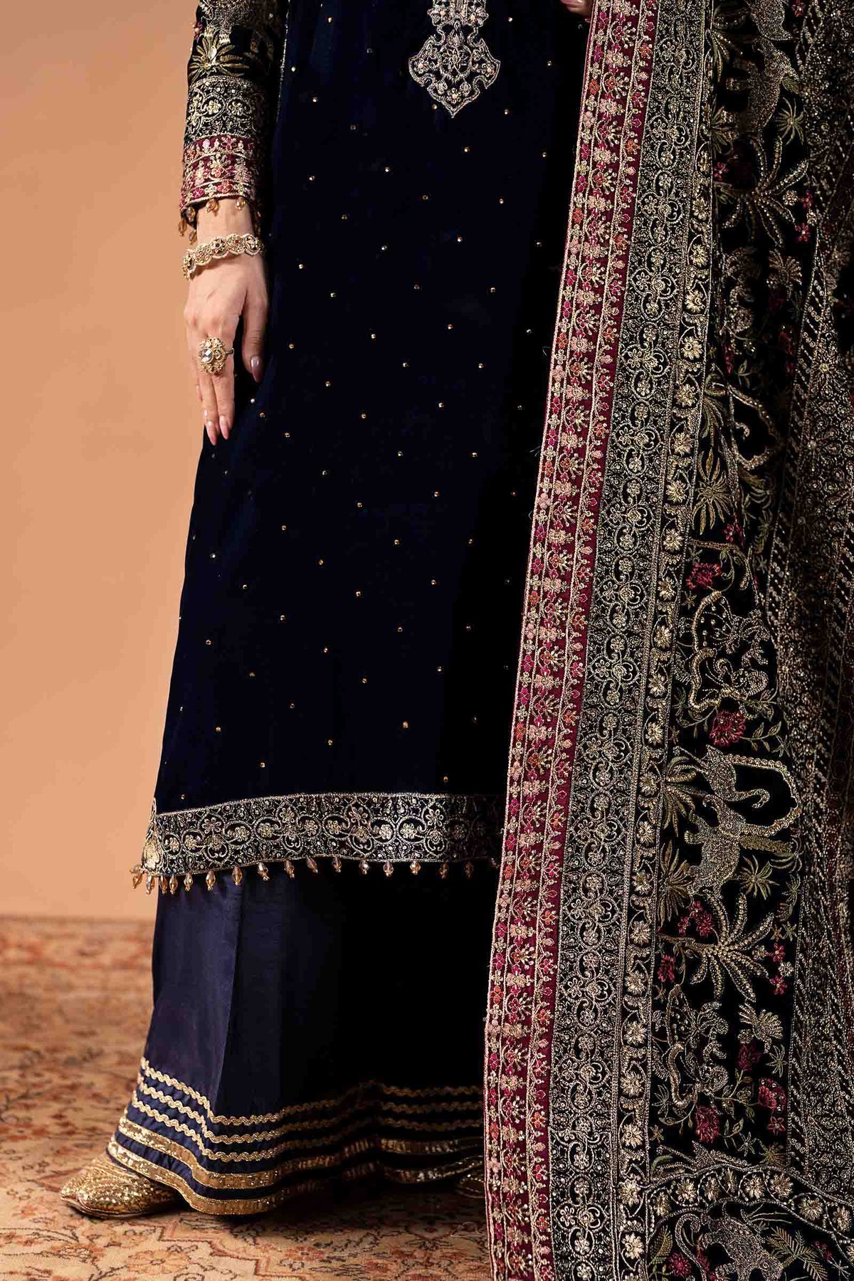 3 Piece Embroidered Velvet Suit