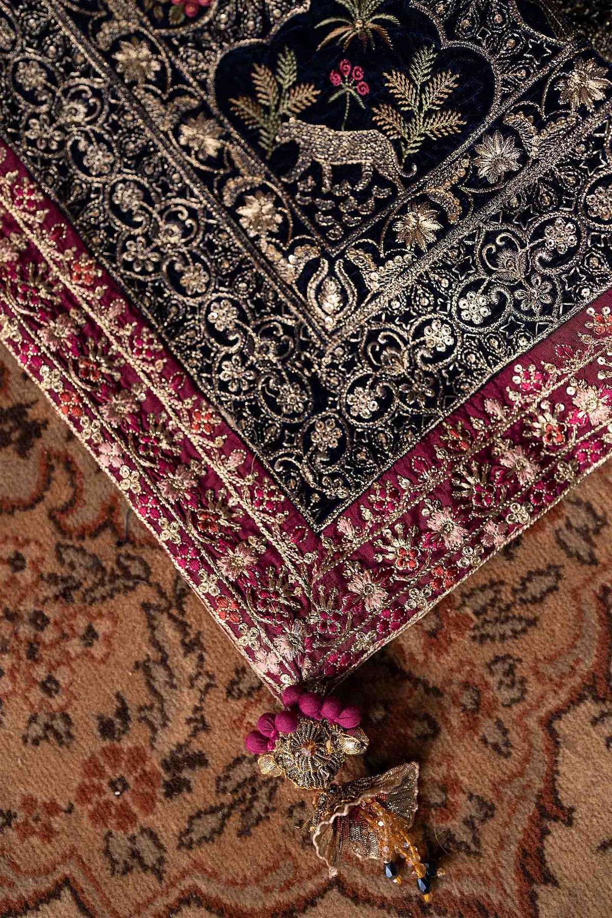 3 Piece Embroidered Velvet Suit
