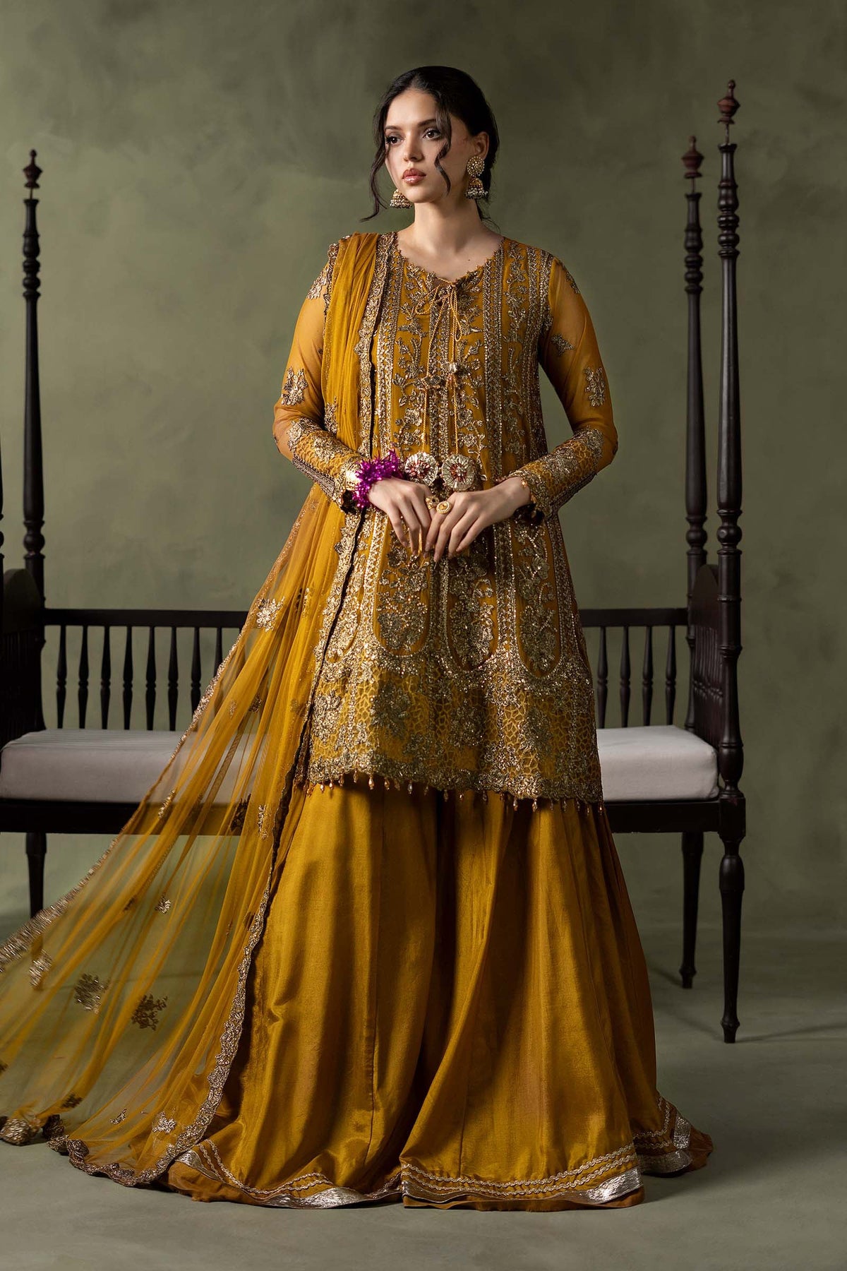 3 Piece Embroidered Net Suit