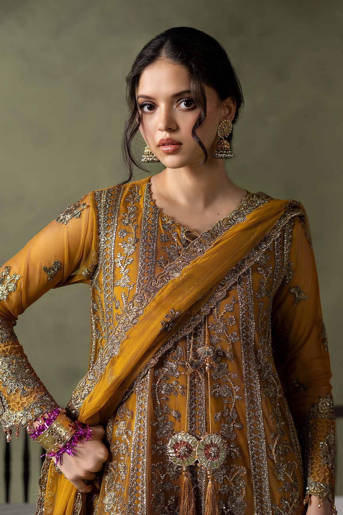 3 Piece Embroidered Net Suit
